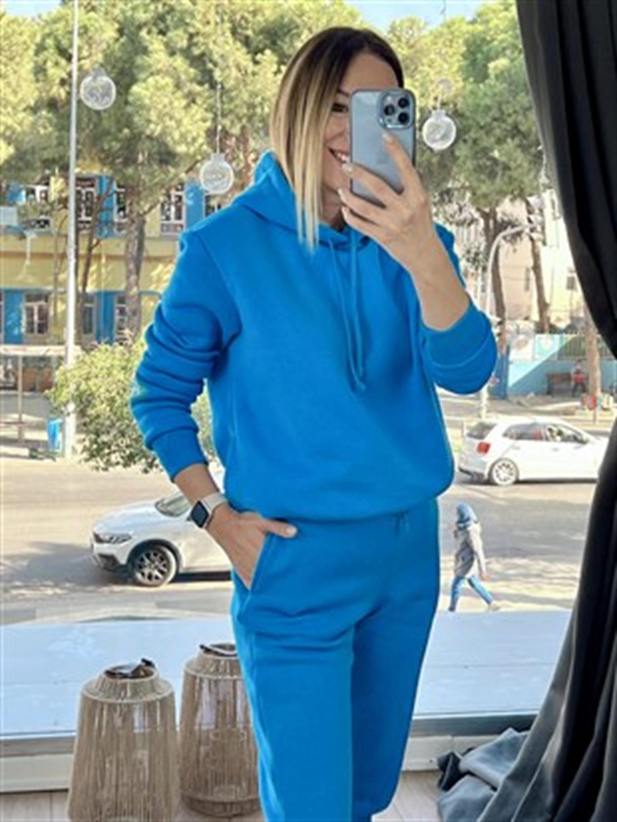 BASİC KAPÜŞONLU EŞOFMAN TAKIMI MAVİ