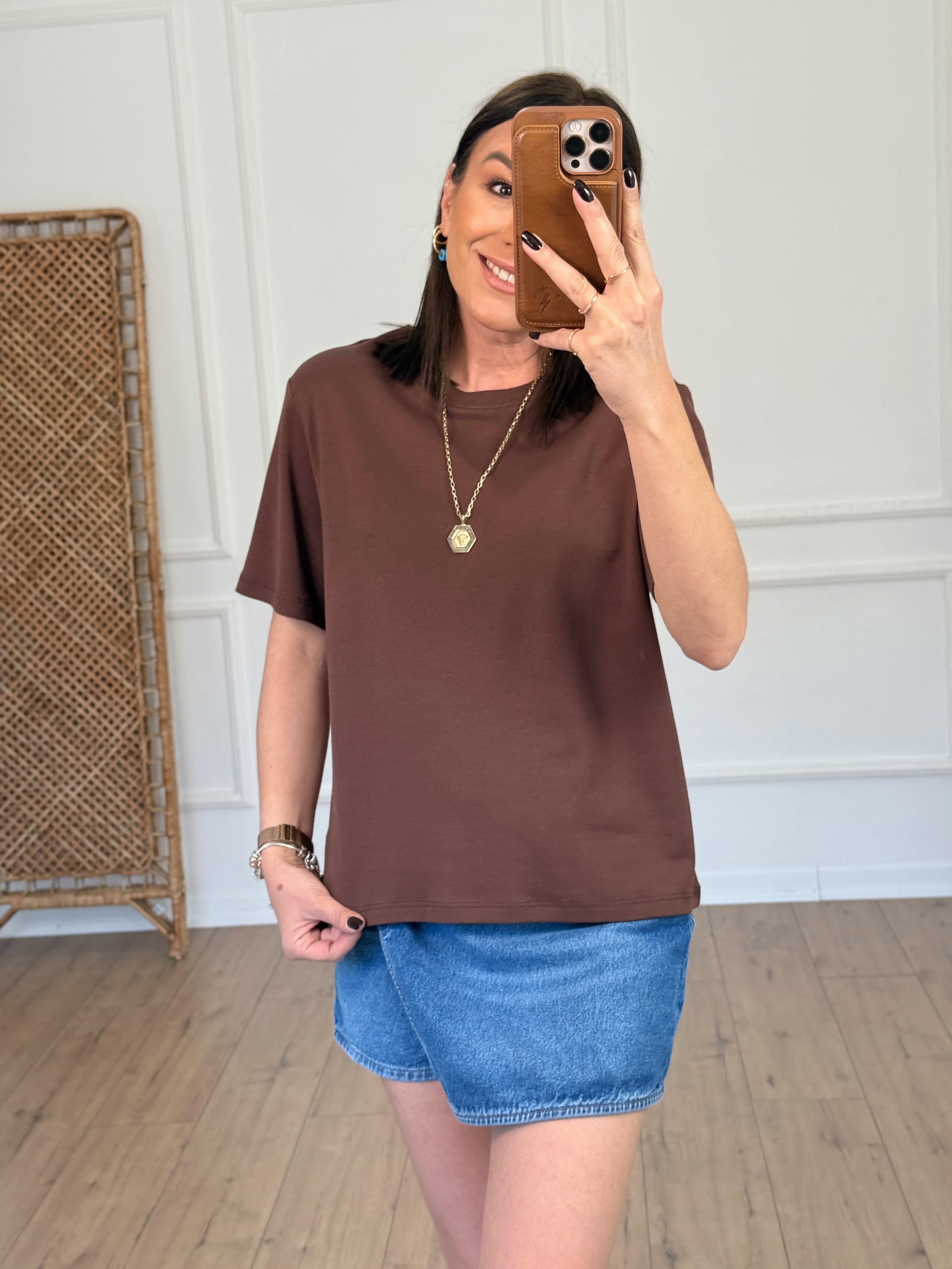Basic Yuvarlak Yaka Tshirt KAHVE