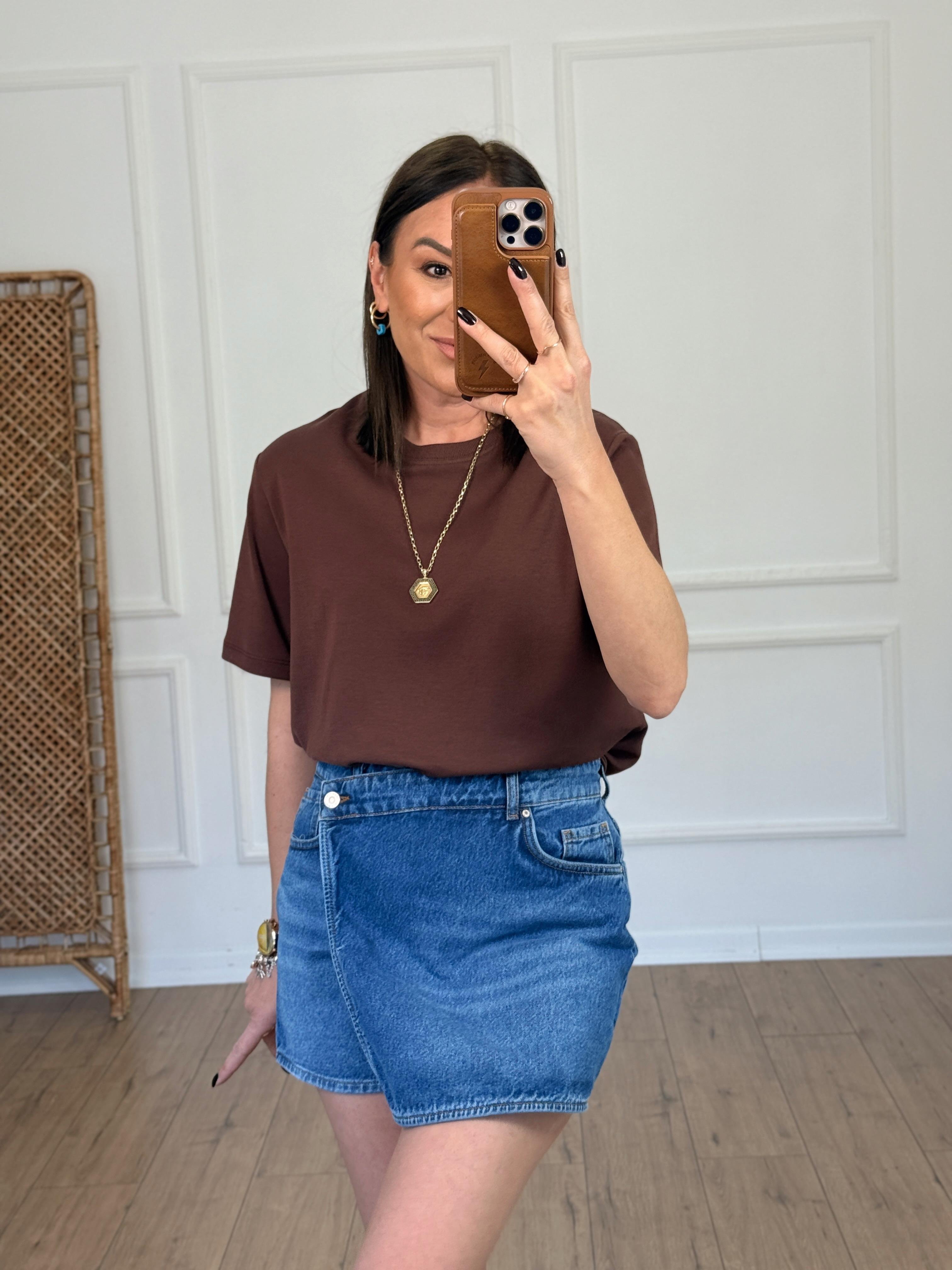 Basic Yuvarlak Yaka Tshirt KAHVE