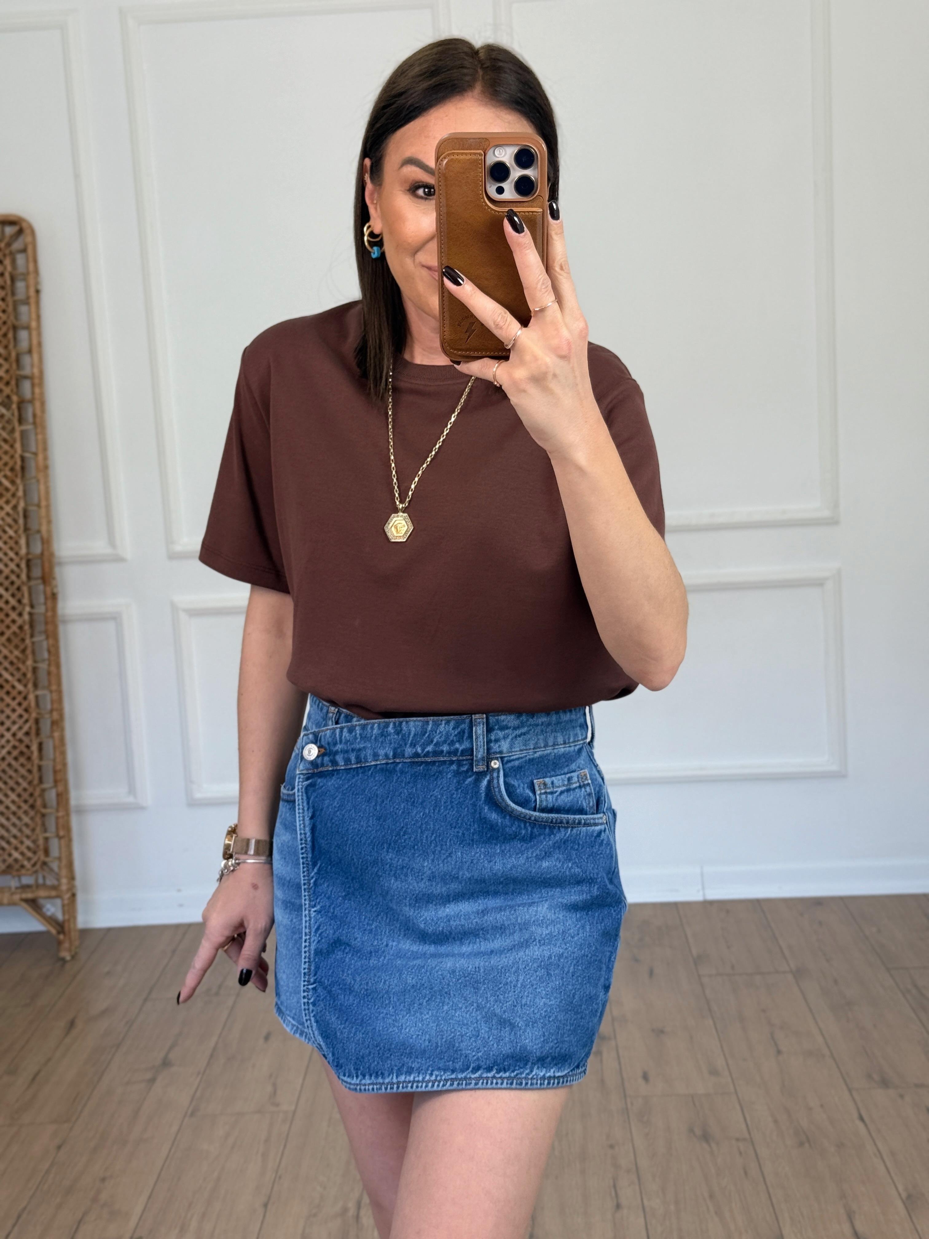 Basic Yuvarlak Yaka Tshirt KAHVE