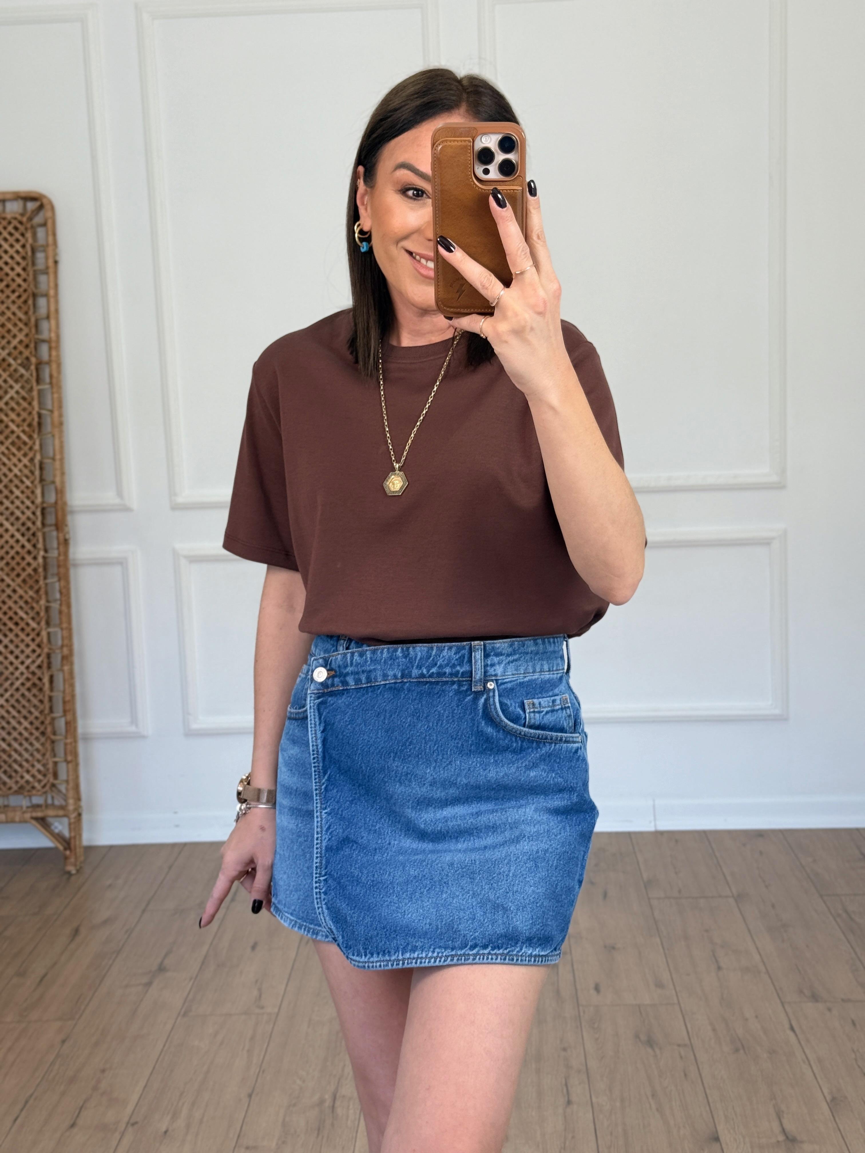 Basic Yuvarlak Yaka Tshirt KAHVE