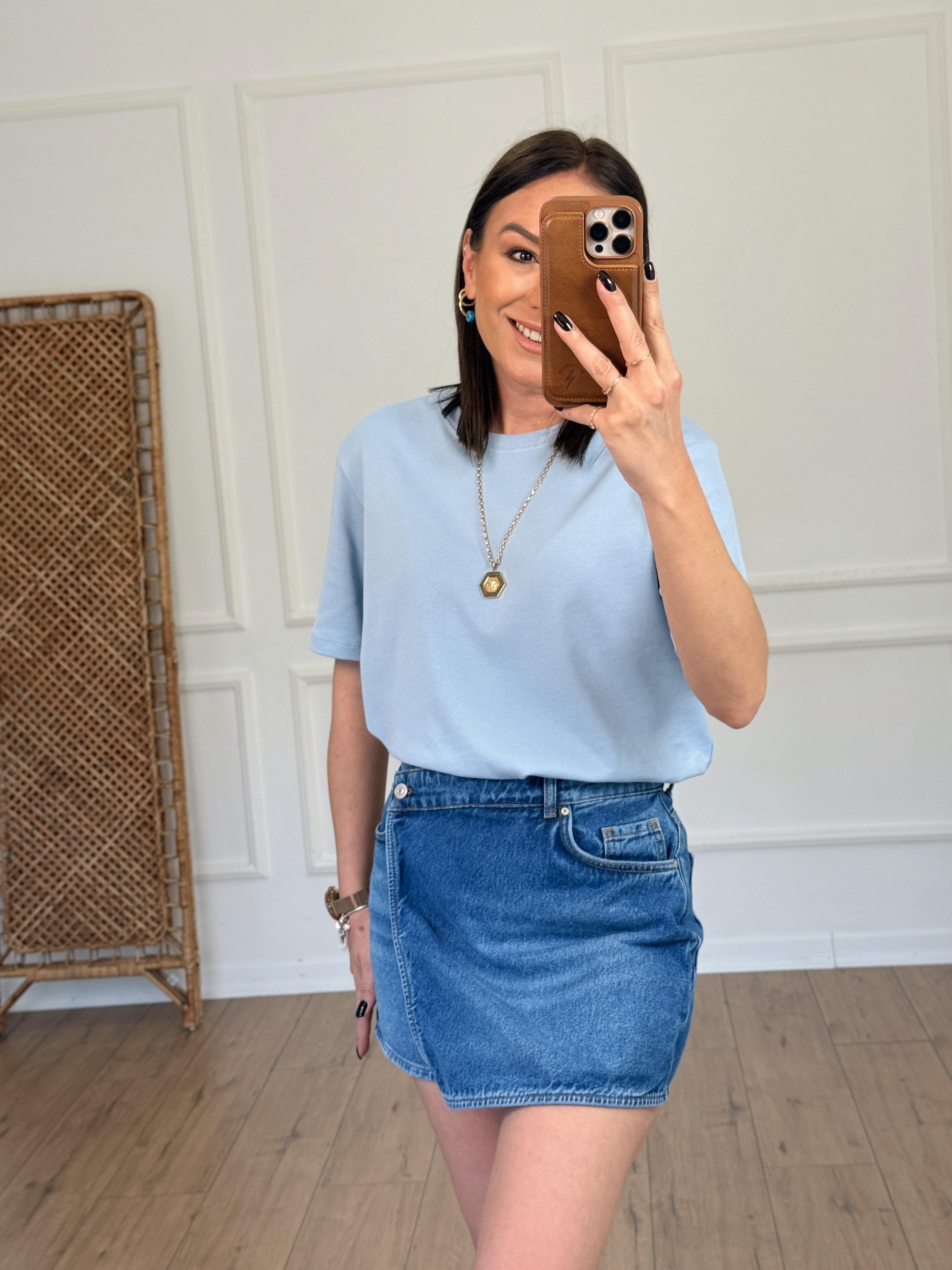 Basic Yuvarlak Yaka Tshirt MAVİ
