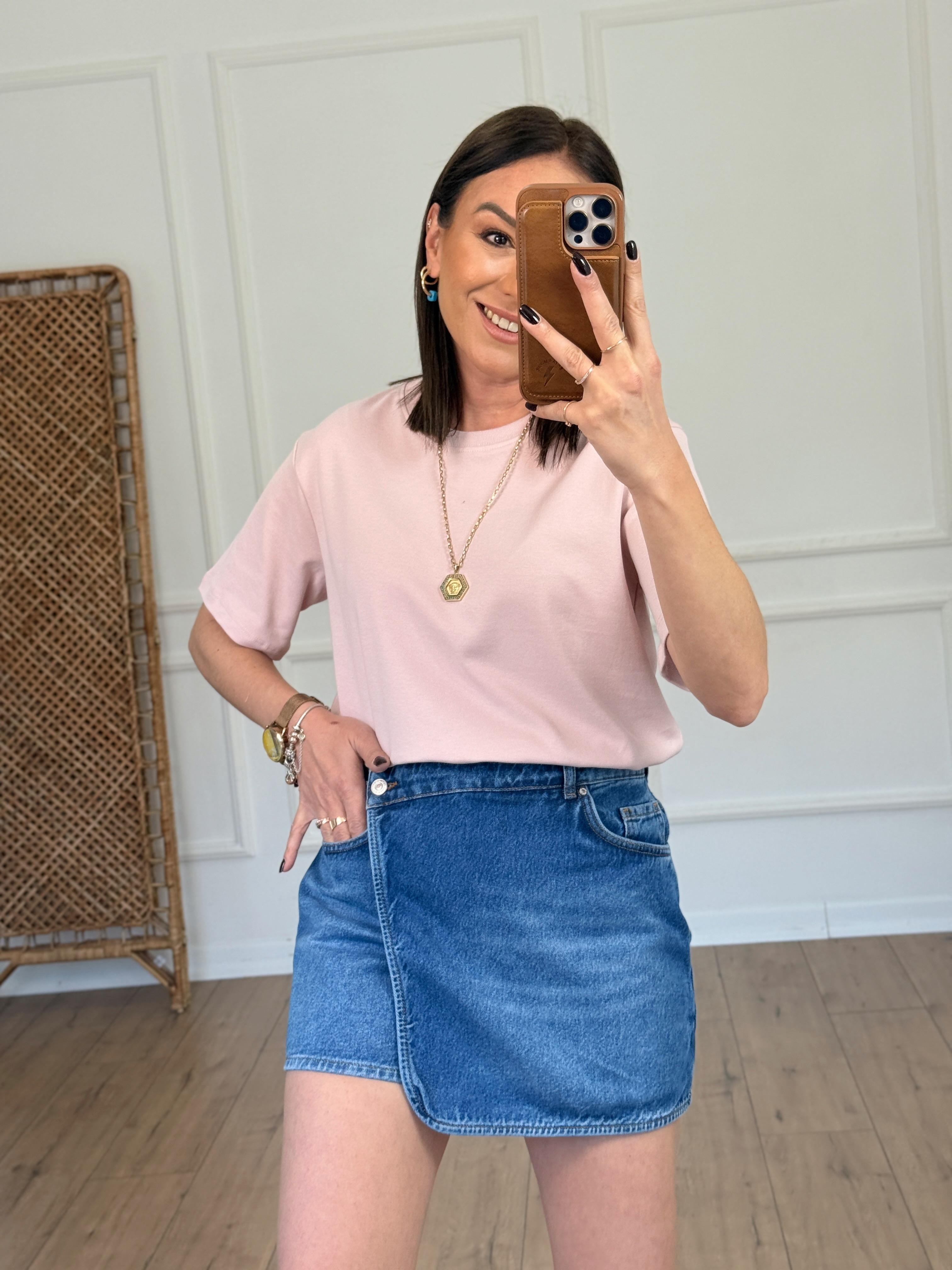 Basic Yuvarlak Yaka Tshirt PEMBE