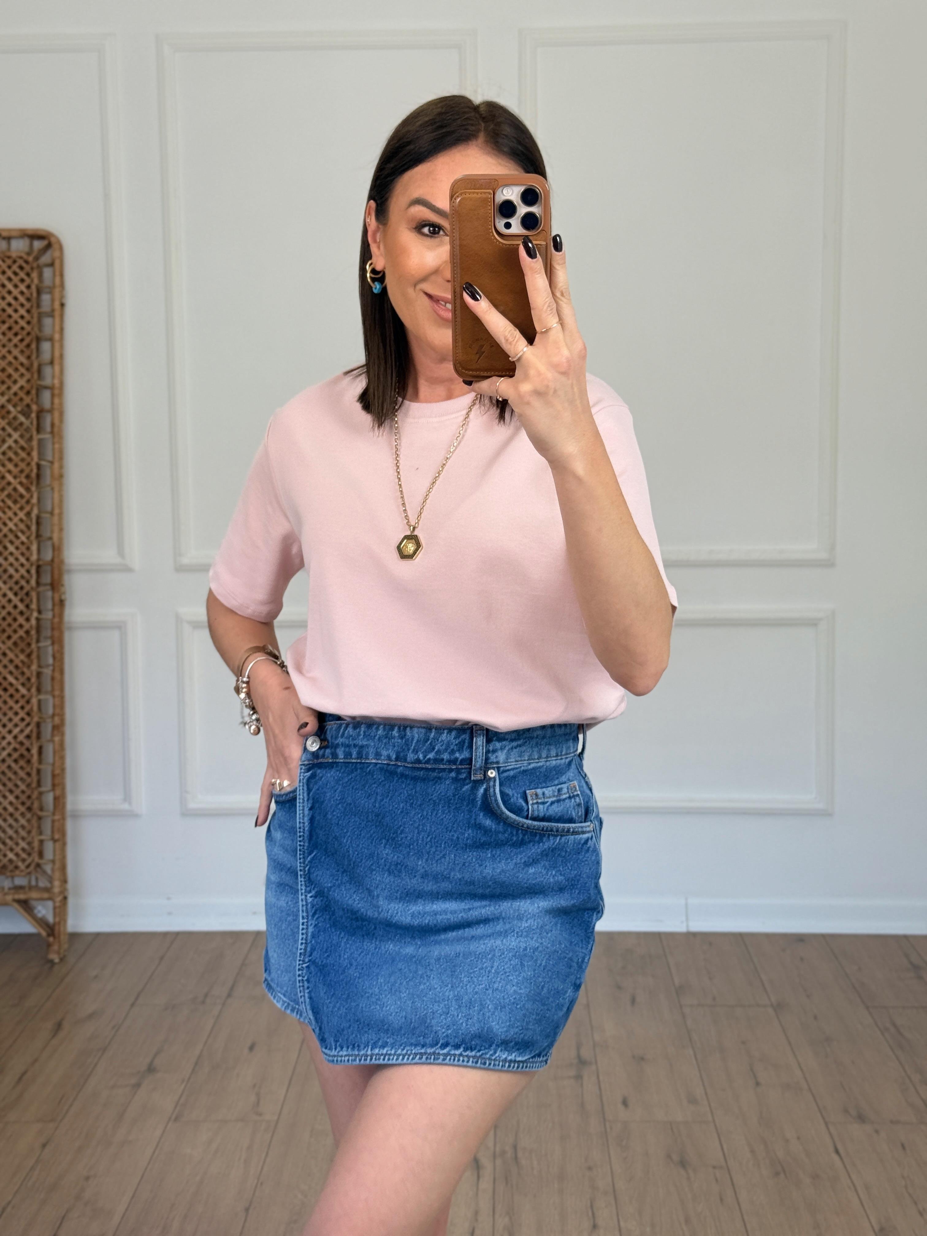Basic Yuvarlak Yaka Tshirt PEMBE