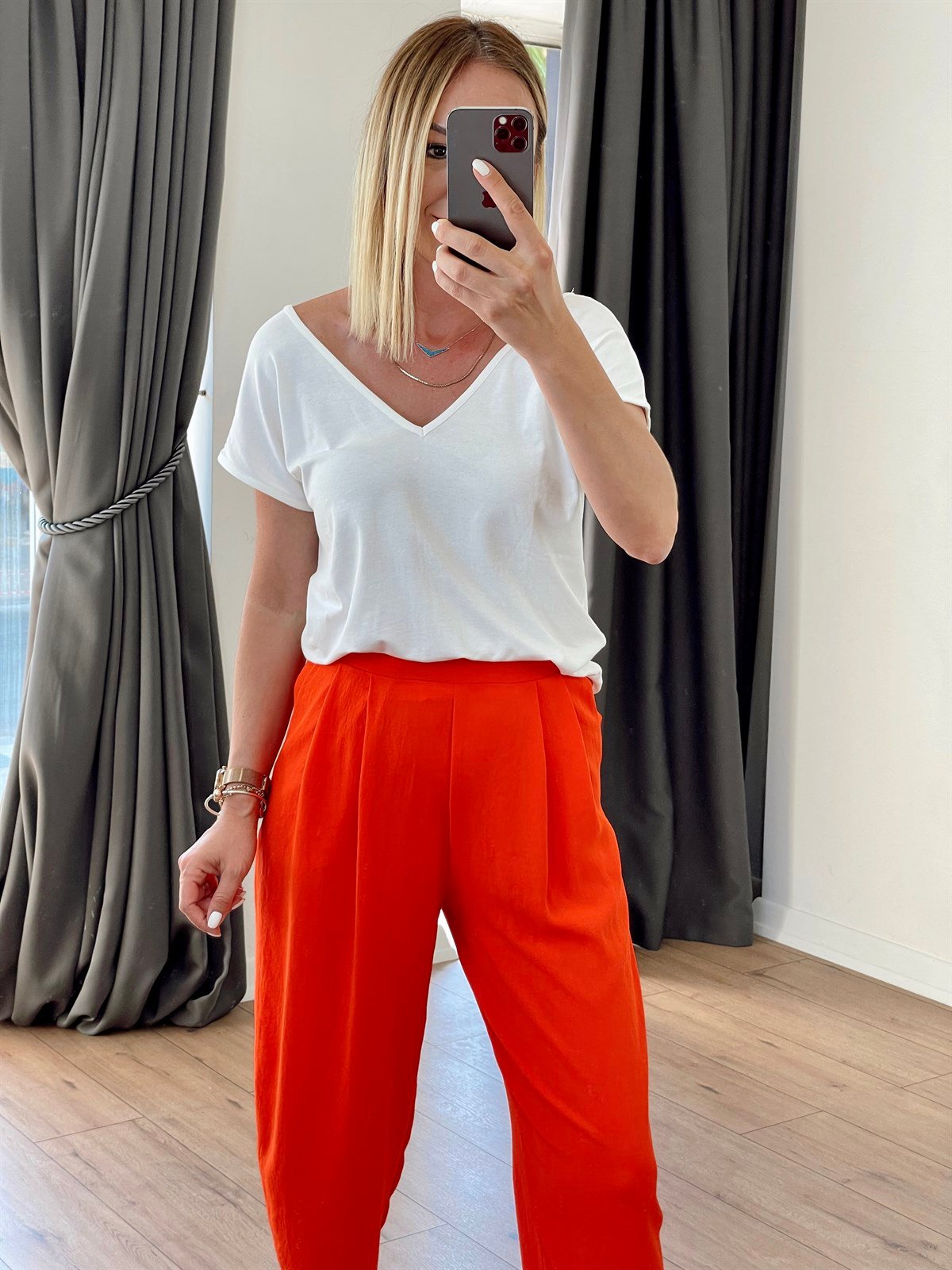 Beli Fermuarlı Balon Pantolon Turuncu