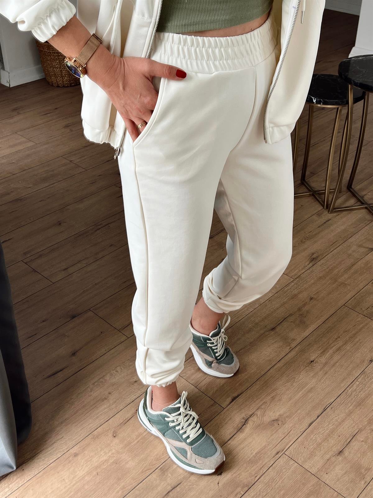 Beli Lastikli Jogger Eşofman Altı EKRU