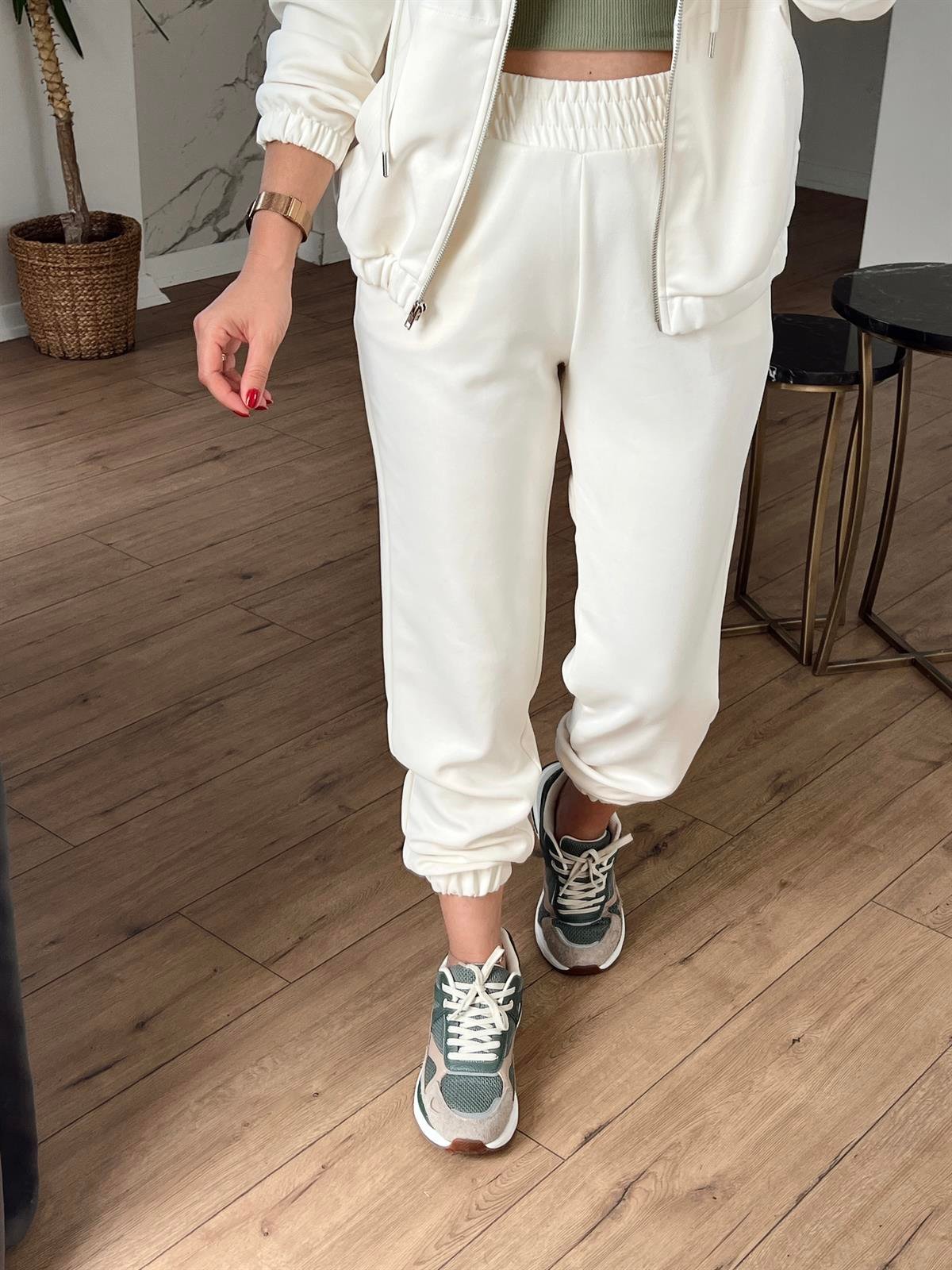 Beli Lastikli Jogger Eşofman Altı EKRU
