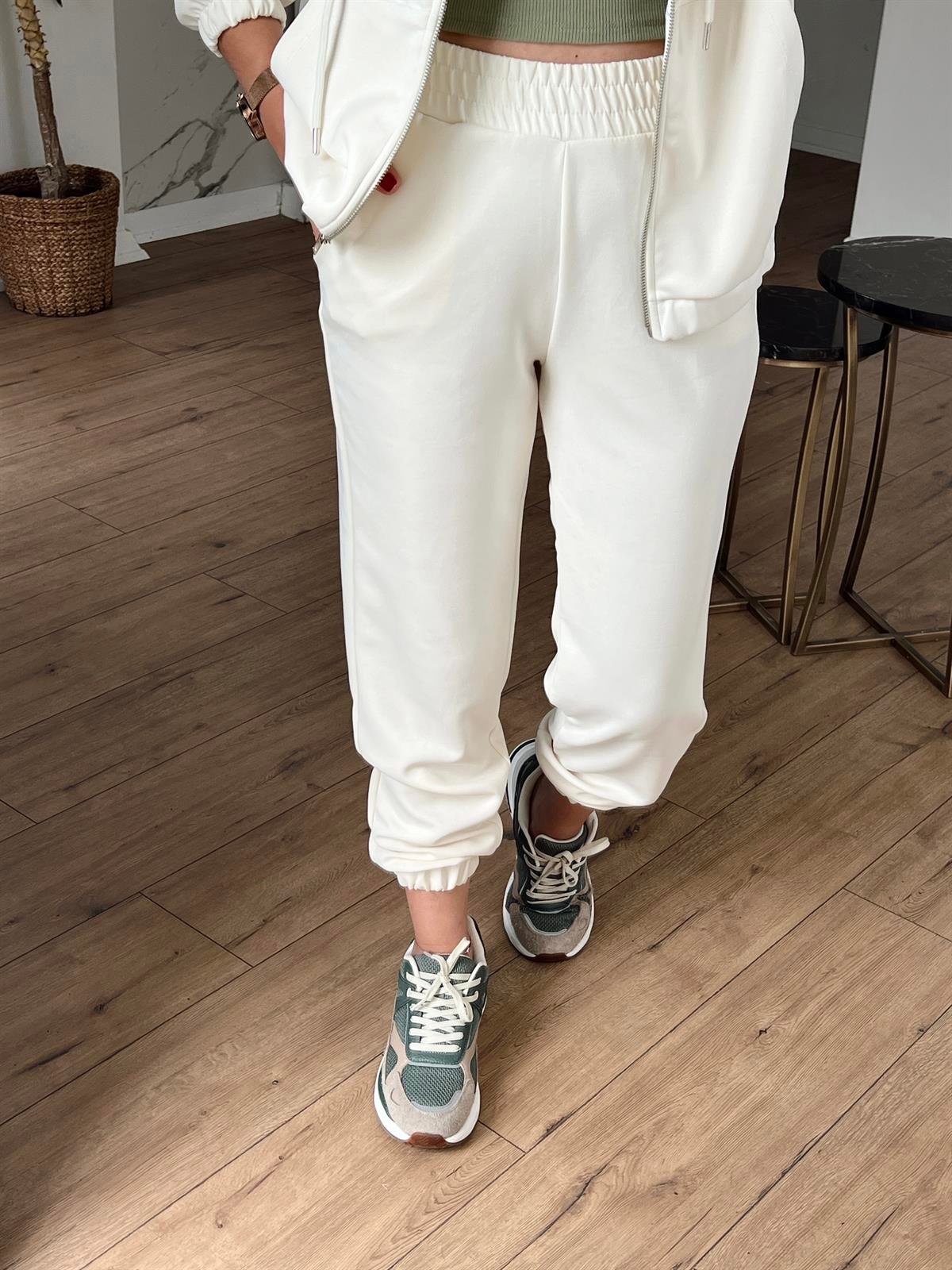 Beli Lastikli Jogger Eşofman Altı EKRU
