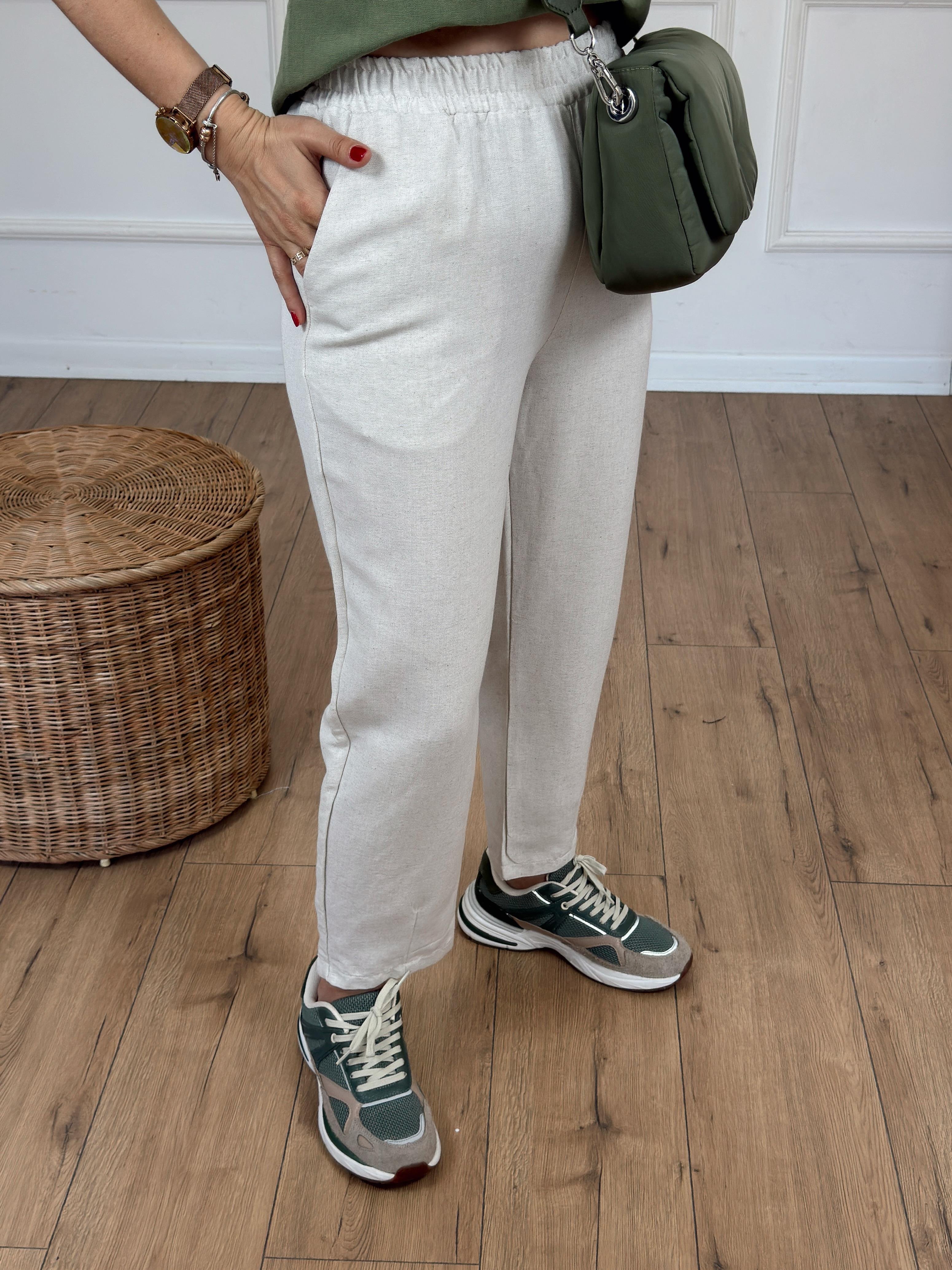 Beli Lastikli Keten Pantolon NATURAL