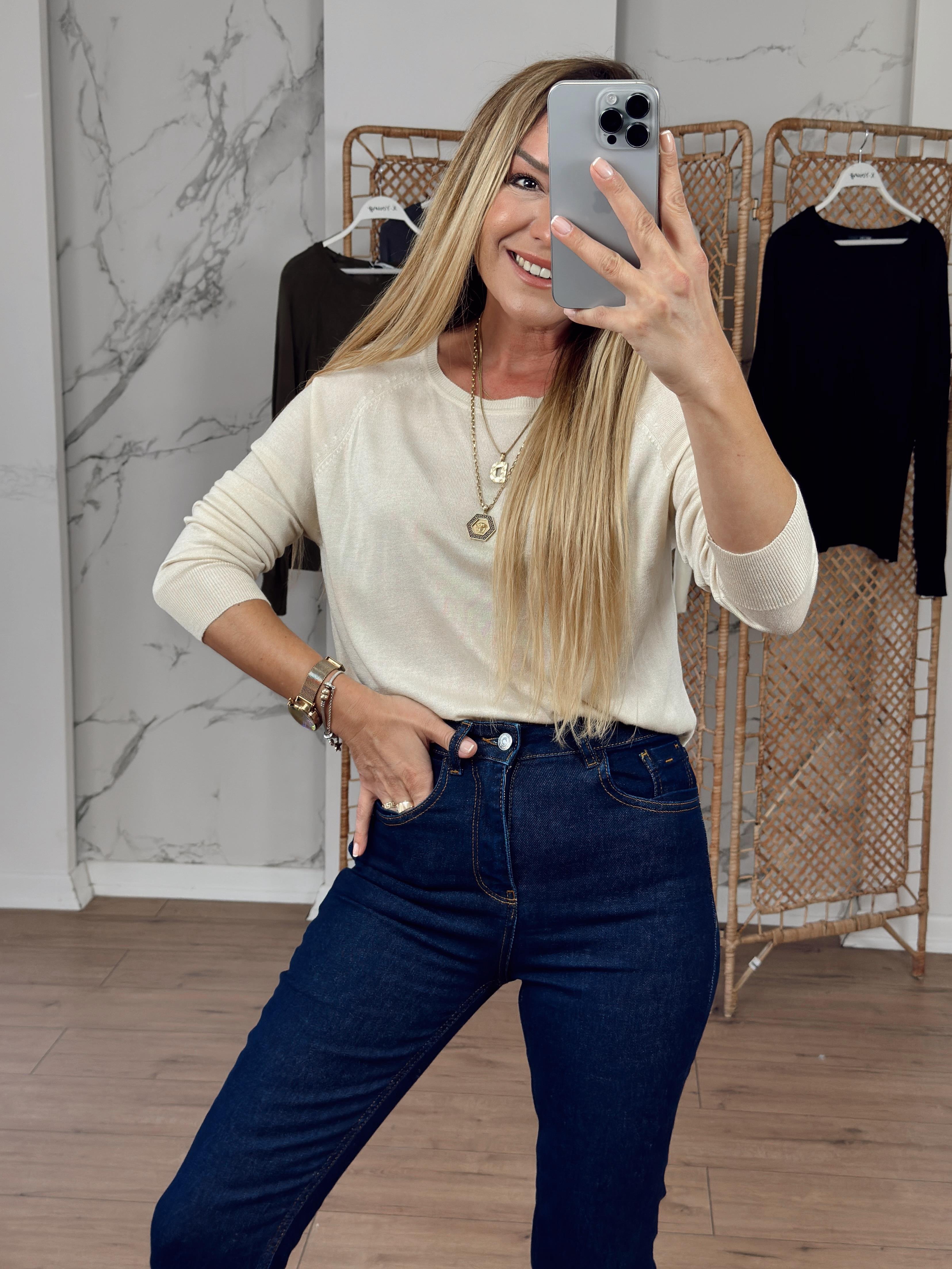 Bisiklet Yaka Basic İnce Triko BEJ