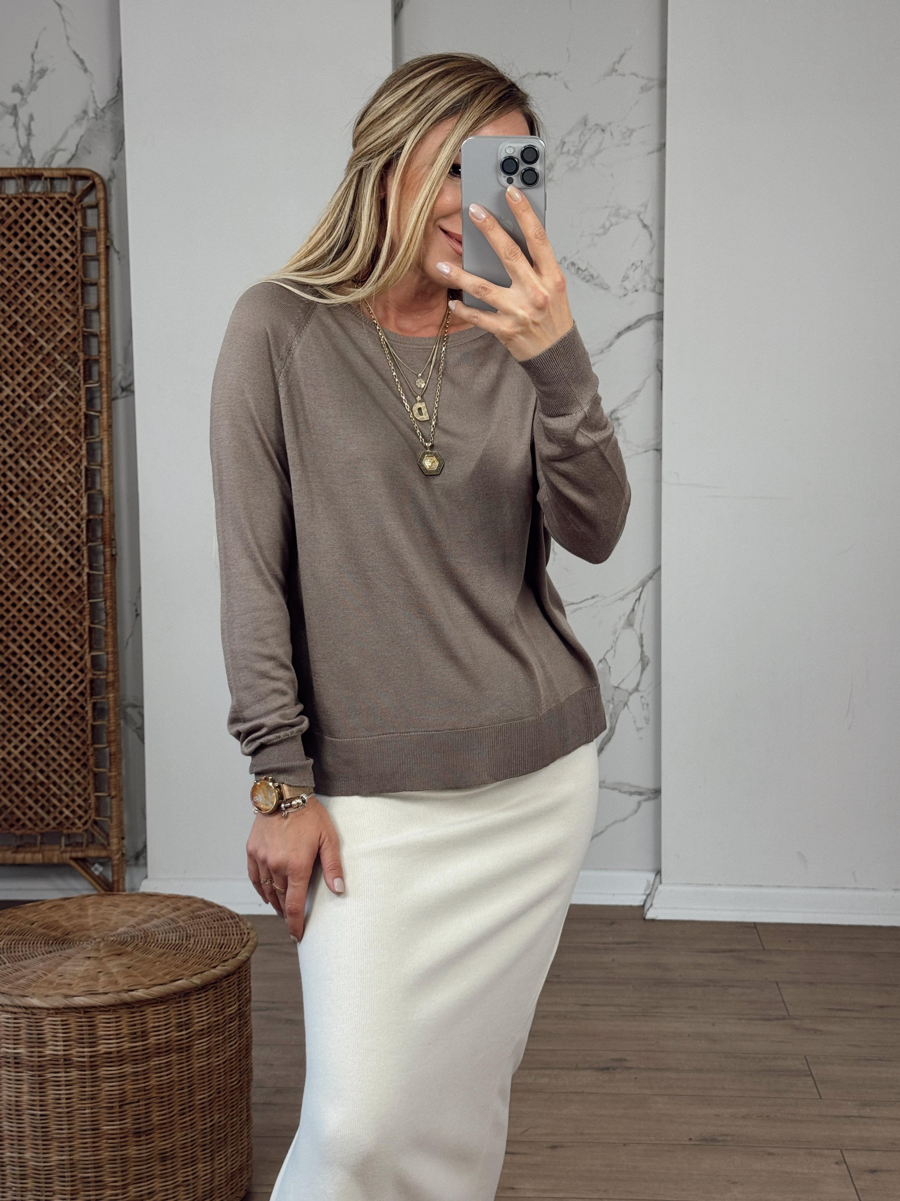 Bisiklet Yaka Basic İnce Triko VİZON