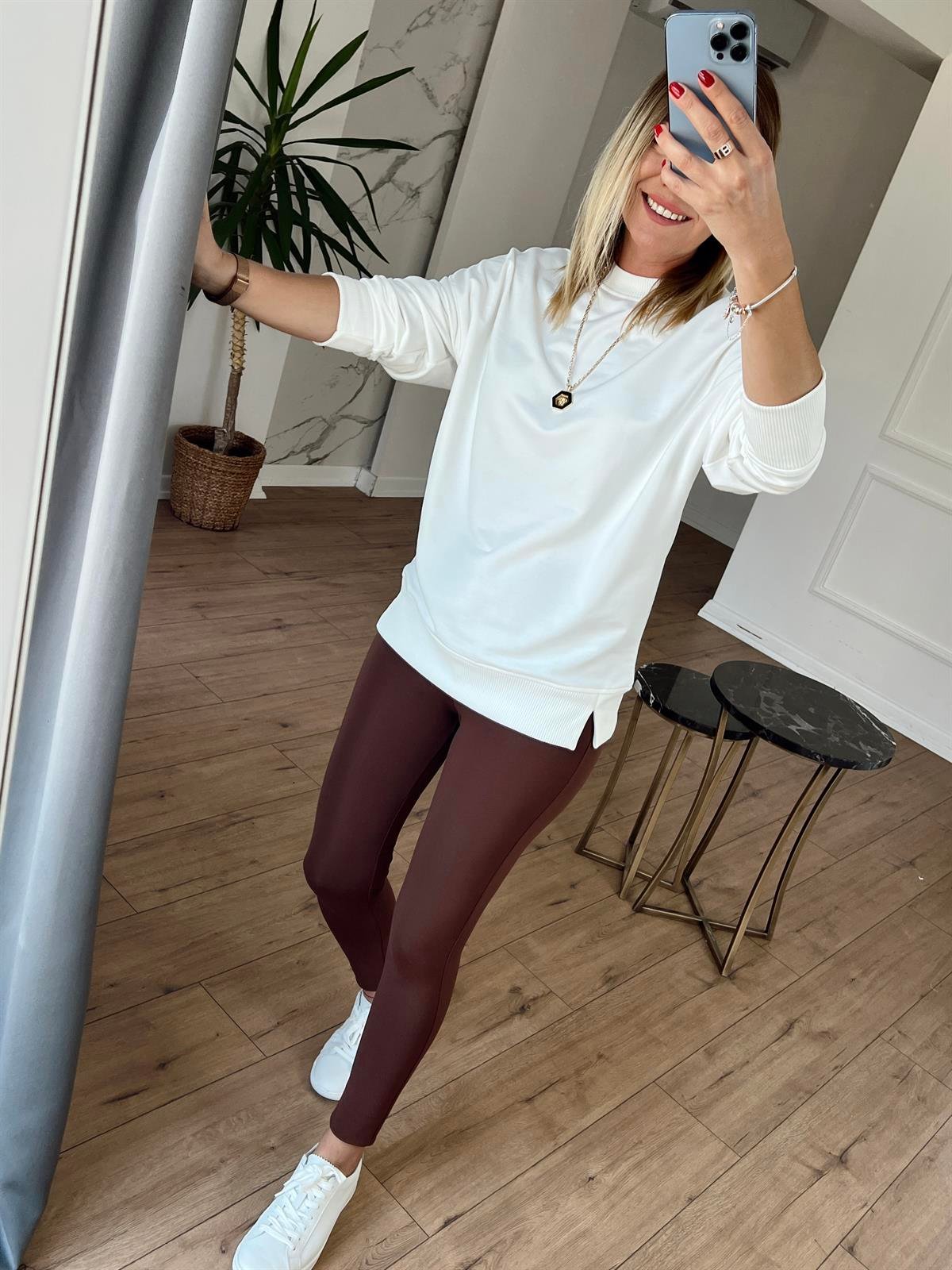 Bisiklet Yaka Basic Sweat EKRU