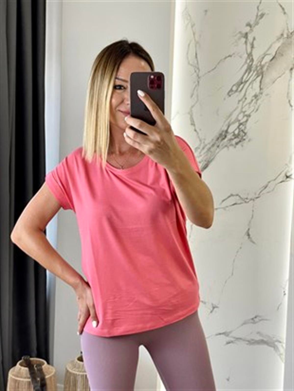 BİSİKLET YAKA BASİC THSİRT PEMBE