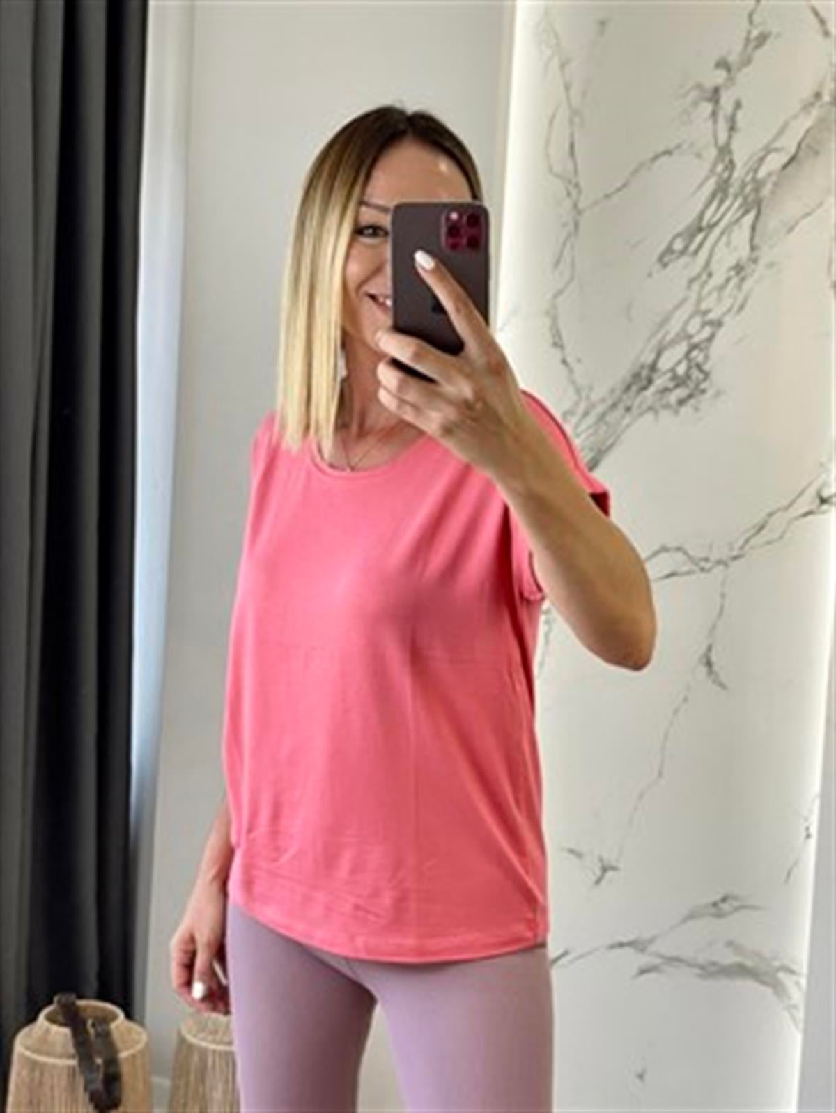 BİSİKLET YAKA BASİC THSİRT PEMBE