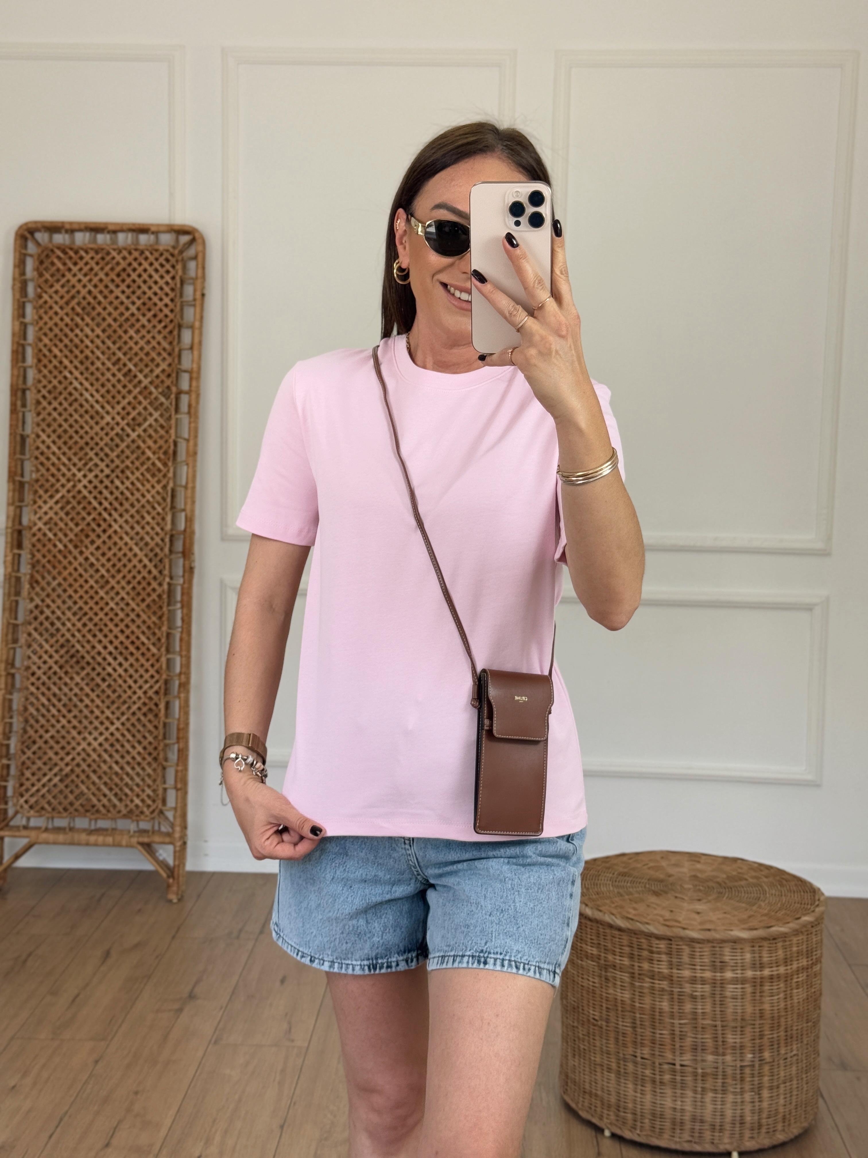Bisiklet Yaka Basıc Tshirt PEMBE