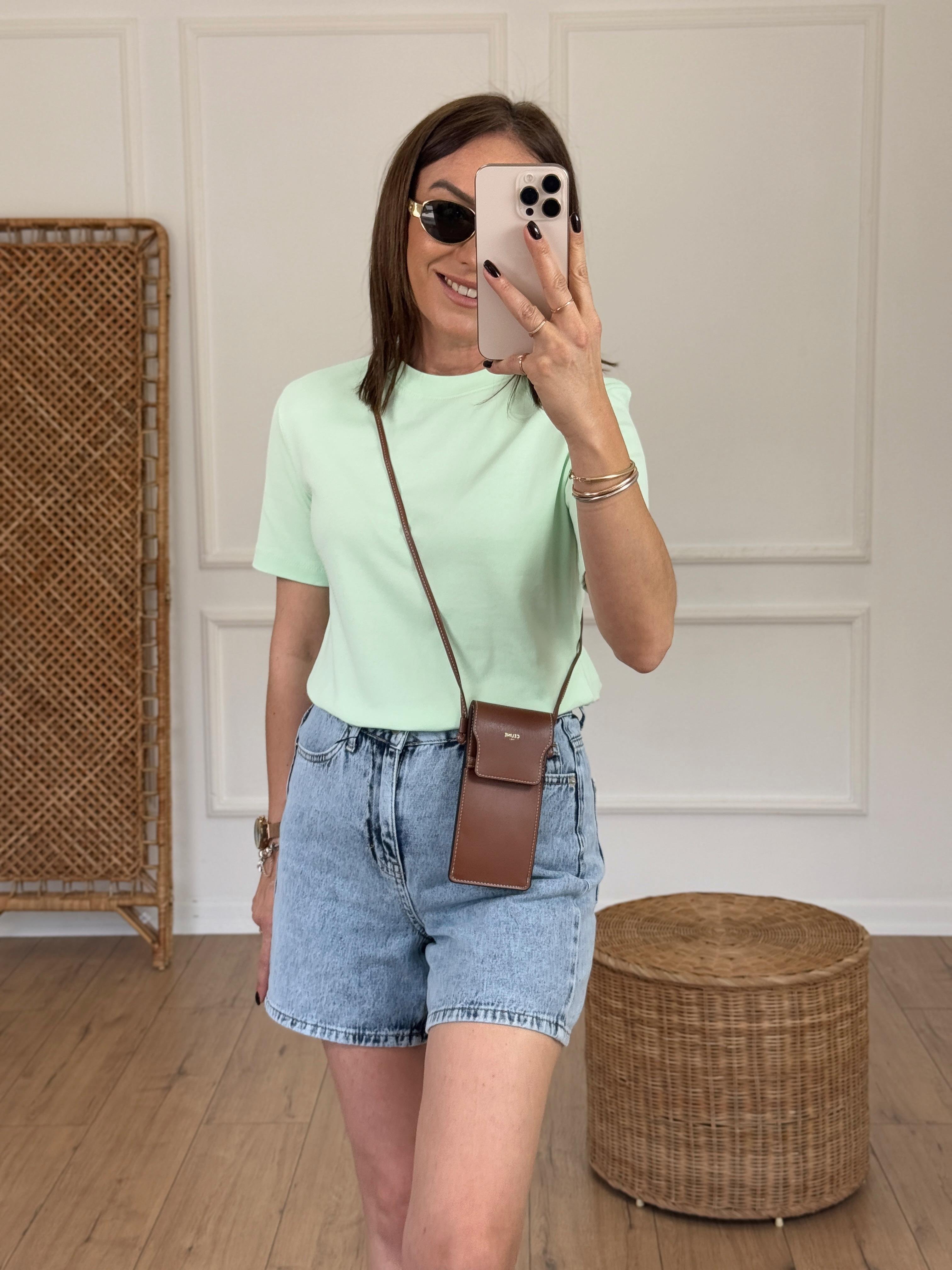 Bisiklet Yaka Basıc Tshirt SU YEŞİLİ