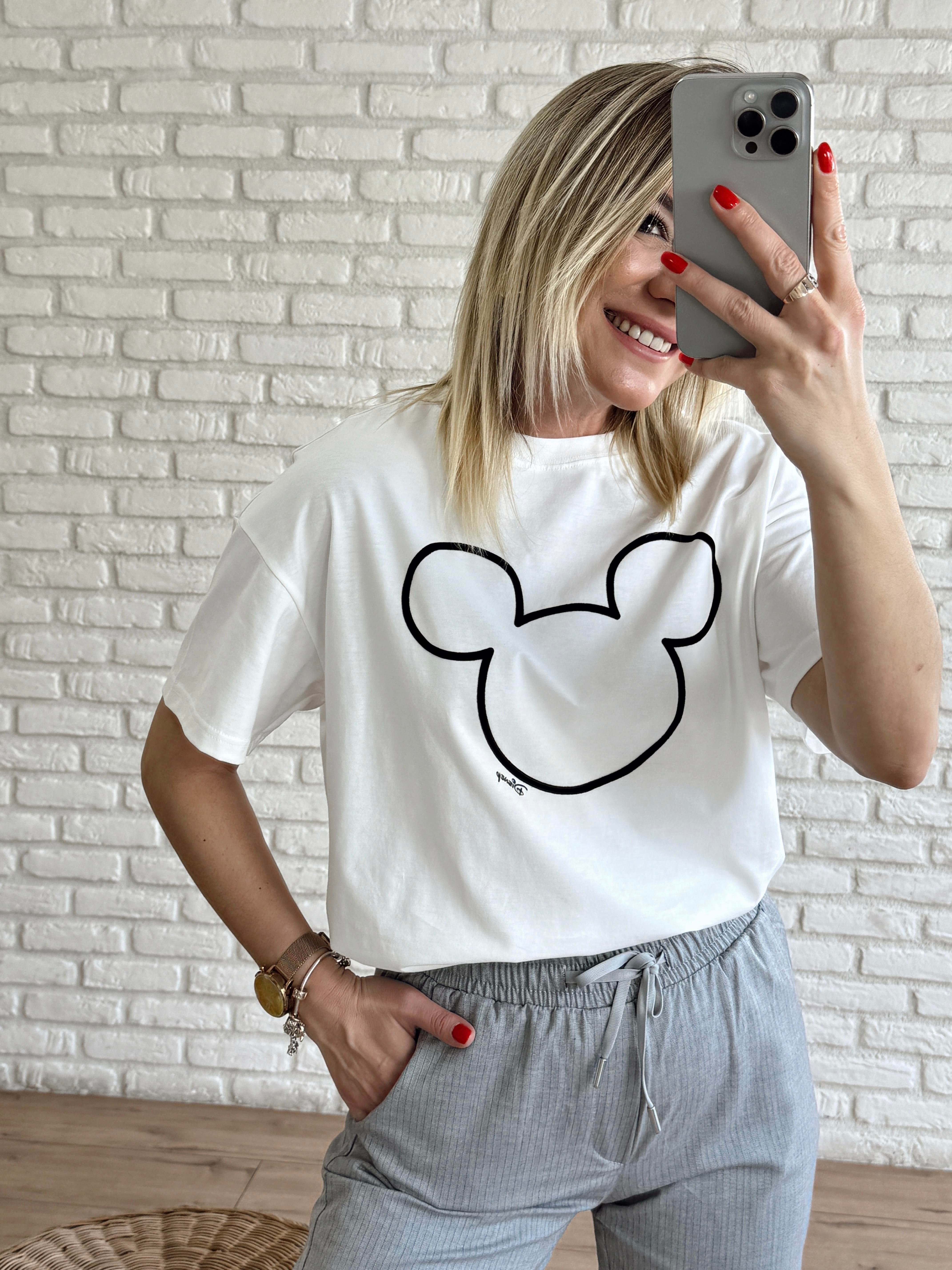 Bisiklet Yaka Baskılı Tshirt EKRU