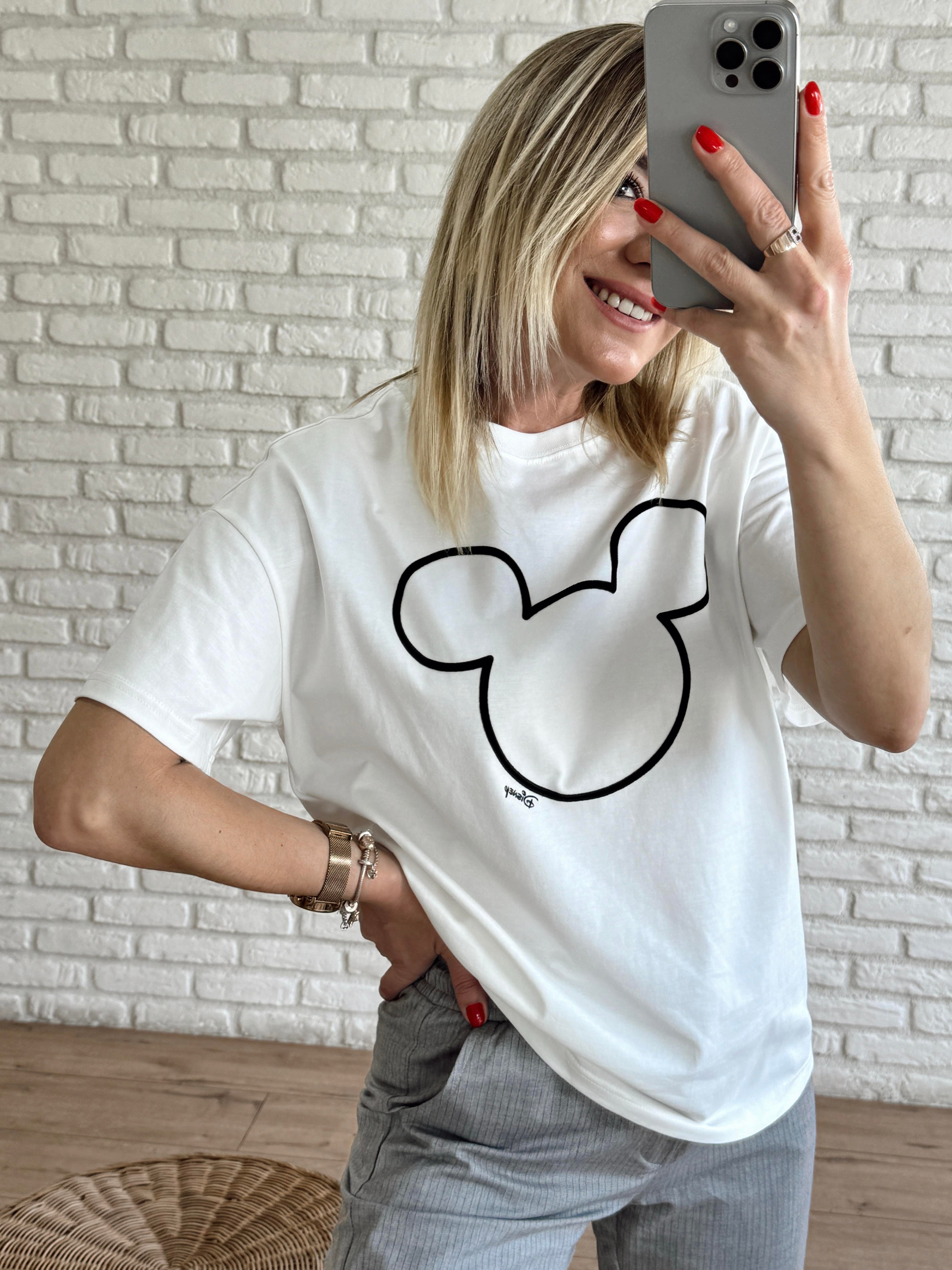 Bisiklet Yaka Baskılı Tshirt EKRU