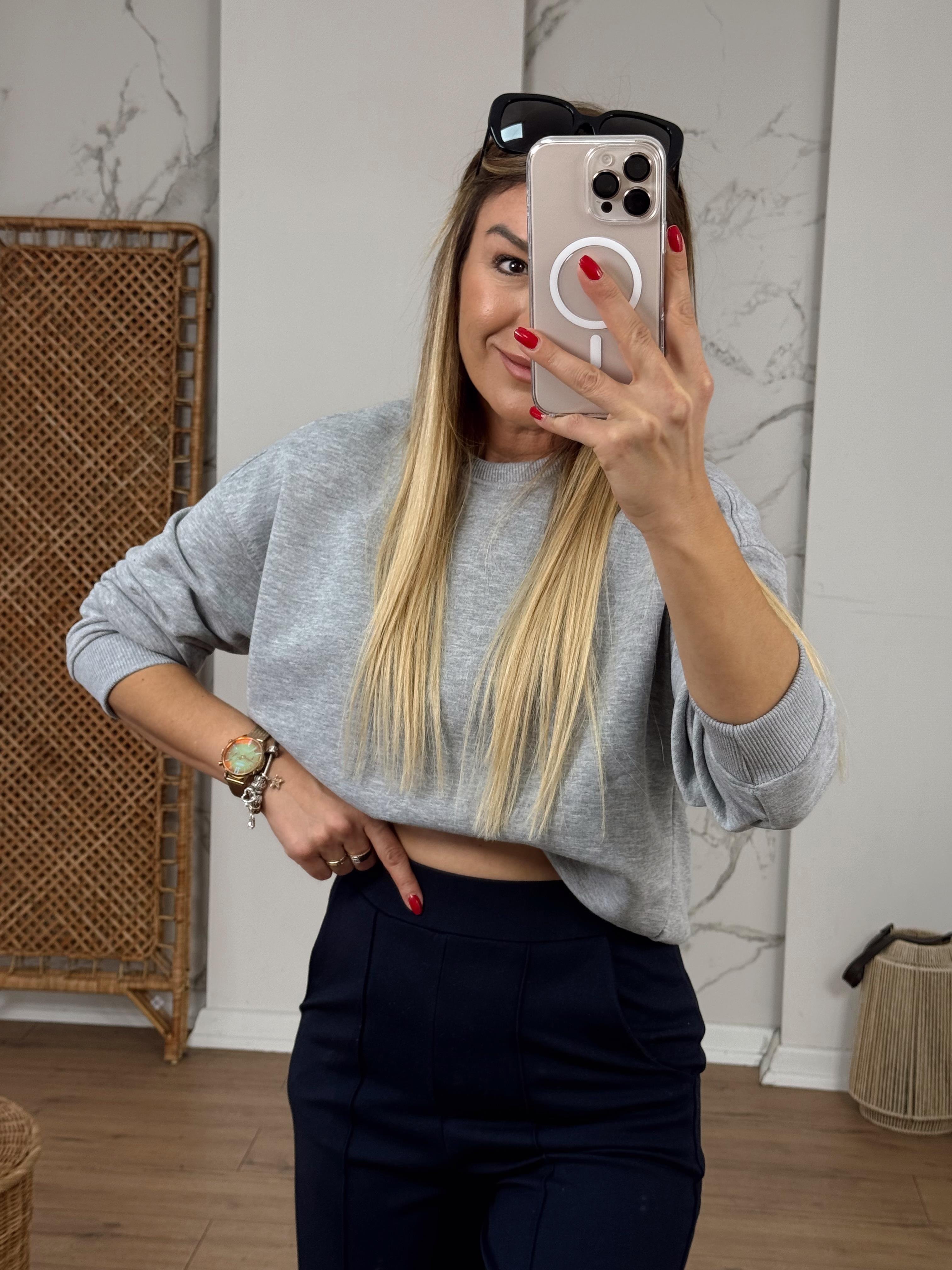 Bisiklet Yaka Sweat GRİ