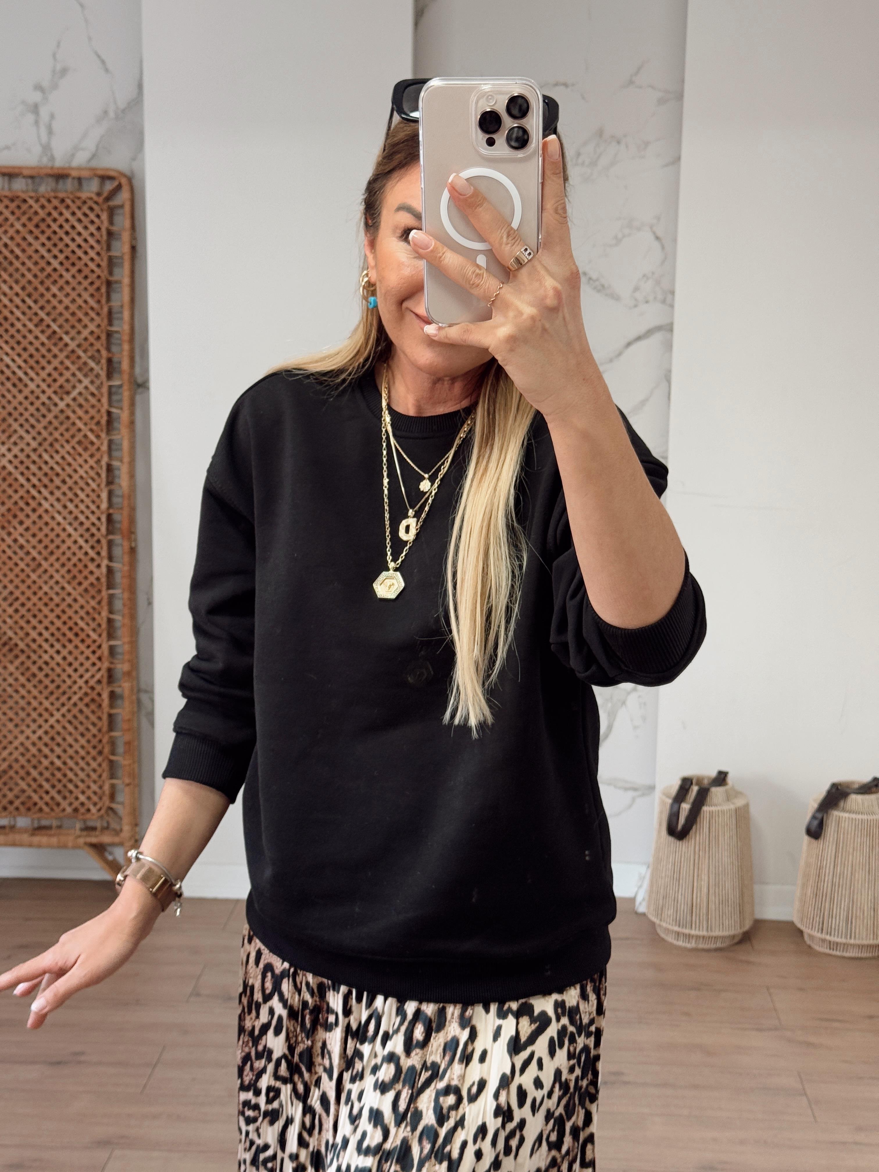Bisiklet Yaka Sweat SİYAH