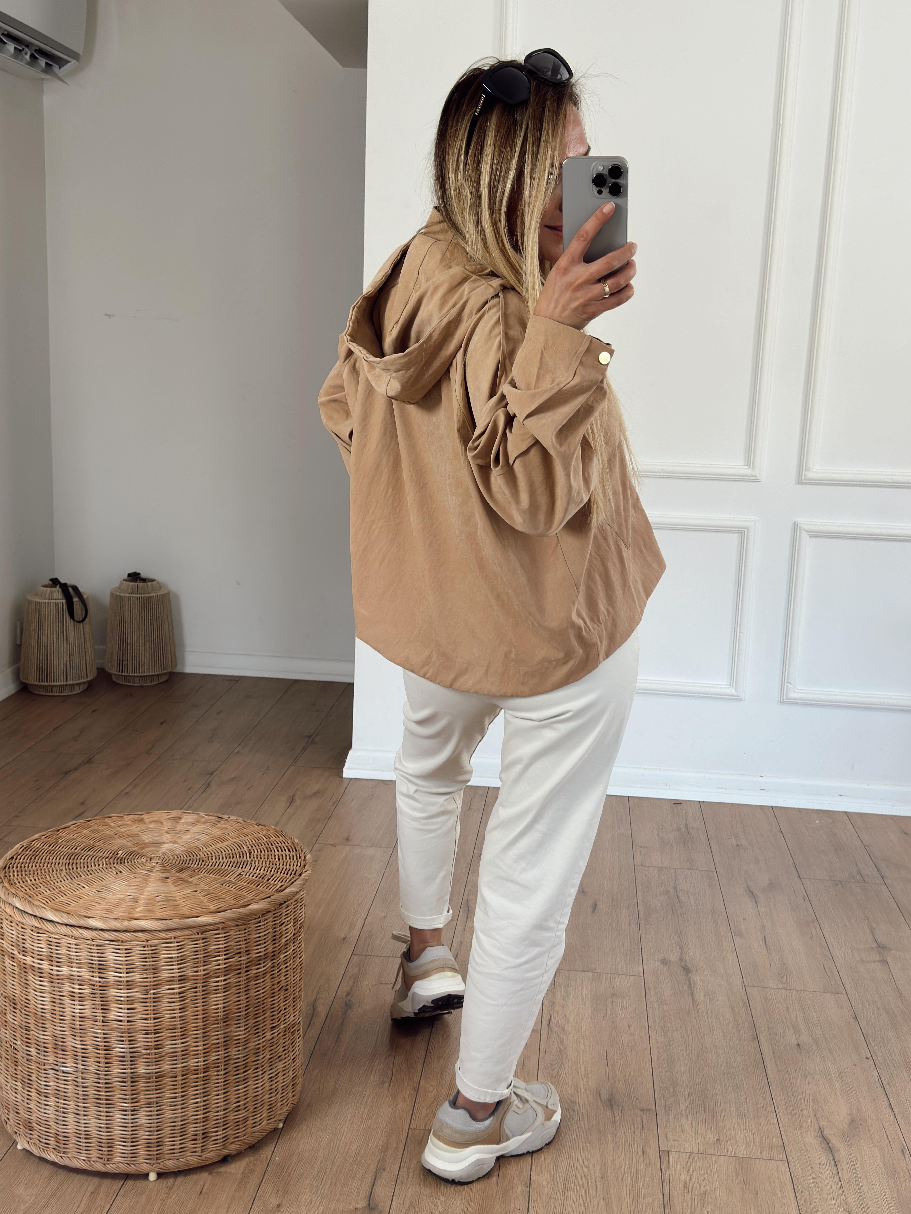 Bomber Kapüşonlu Trençkot CAMEL