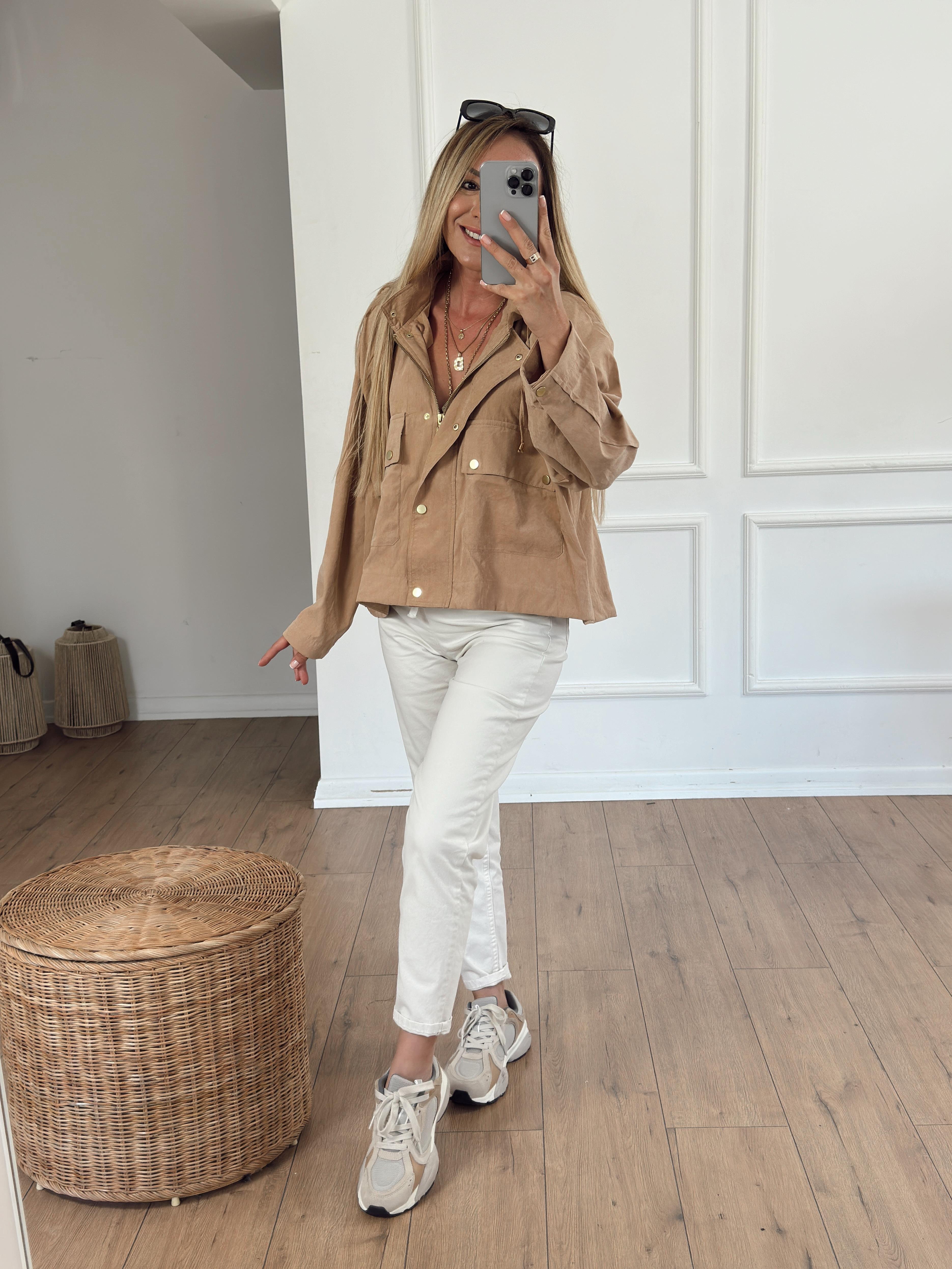Bomber Kapüşonlu Trençkot CAMEL