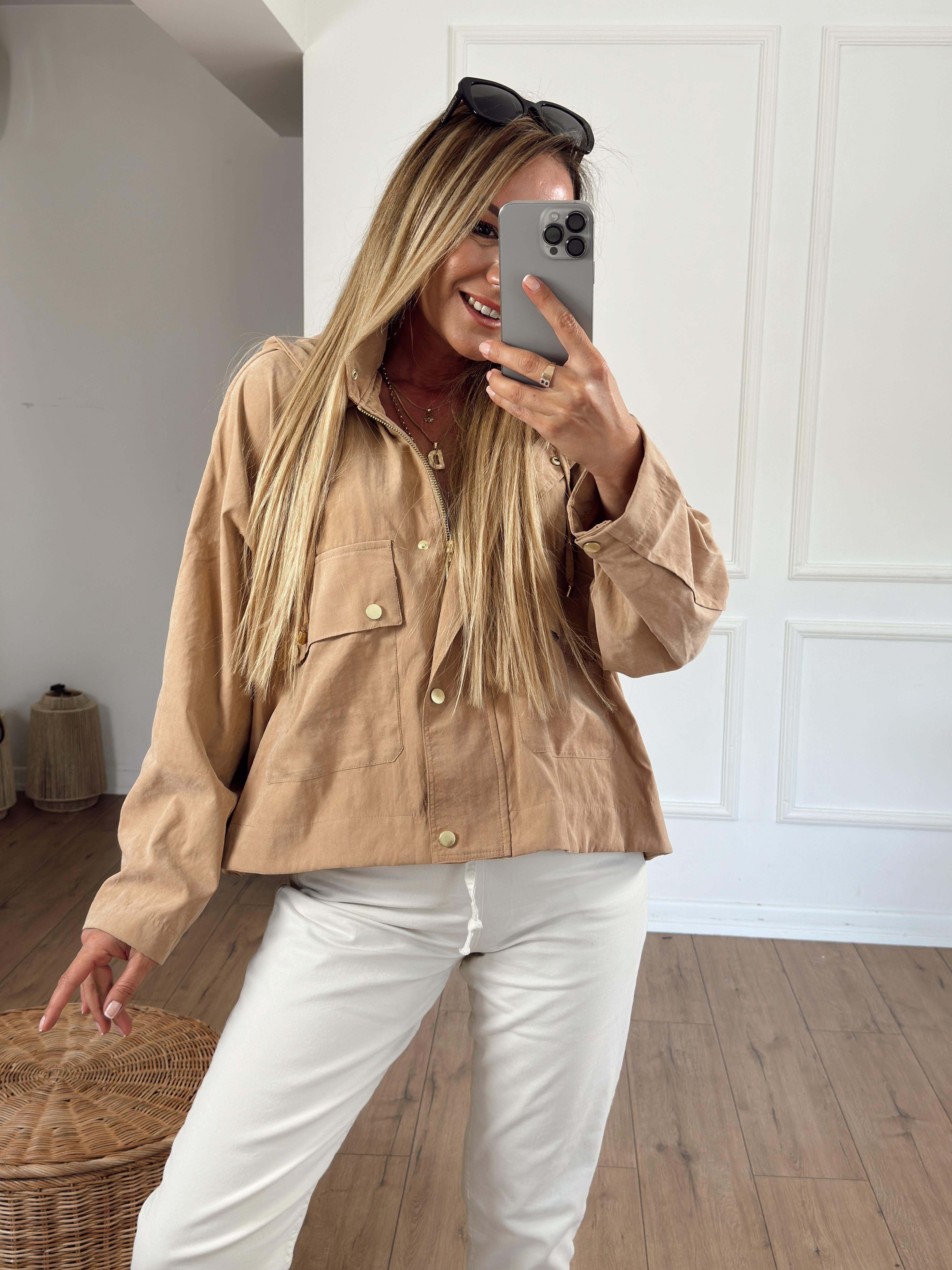 Bomber Kapüşonlu Trençkot CAMEL