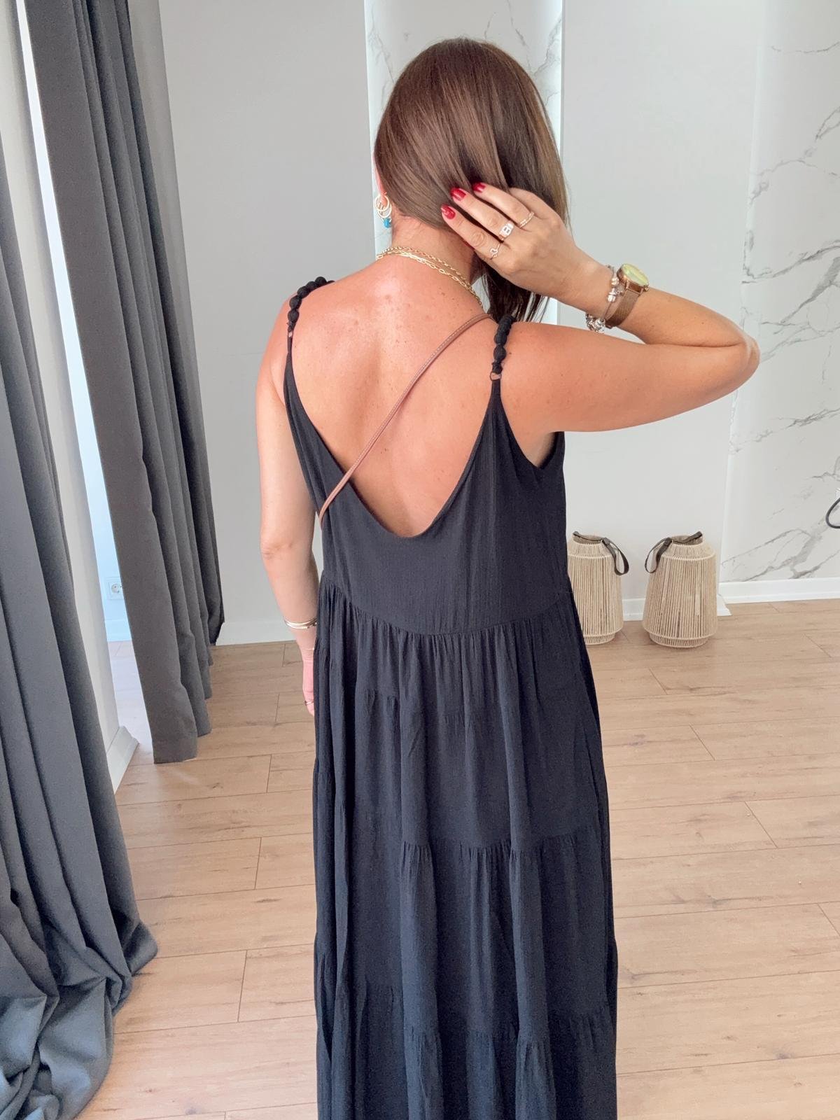 Boncuk Detaylı Elbise SİYAH