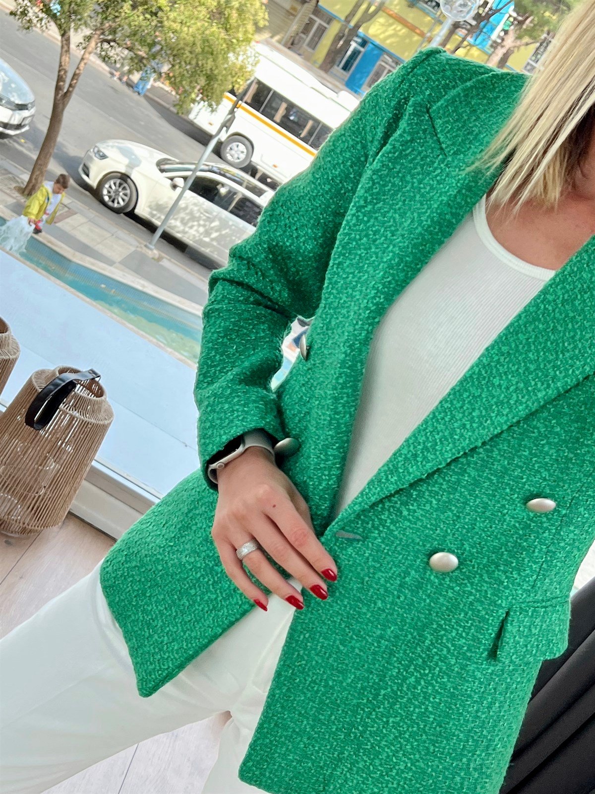 Buklet Filamalı Blazer Ceket Yeşil 