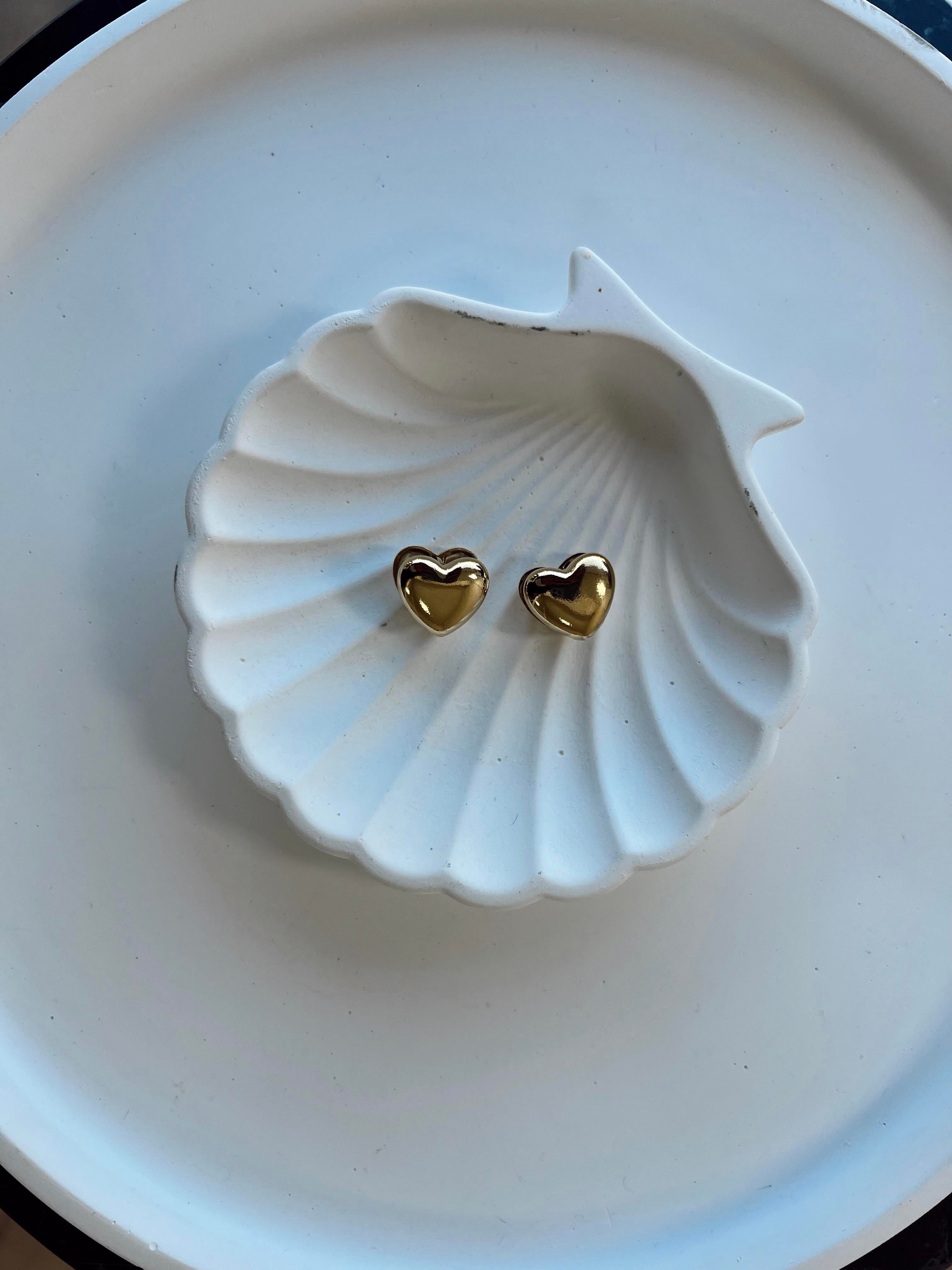 Çift Taraflı Kalp Çelik Küpe GOLD