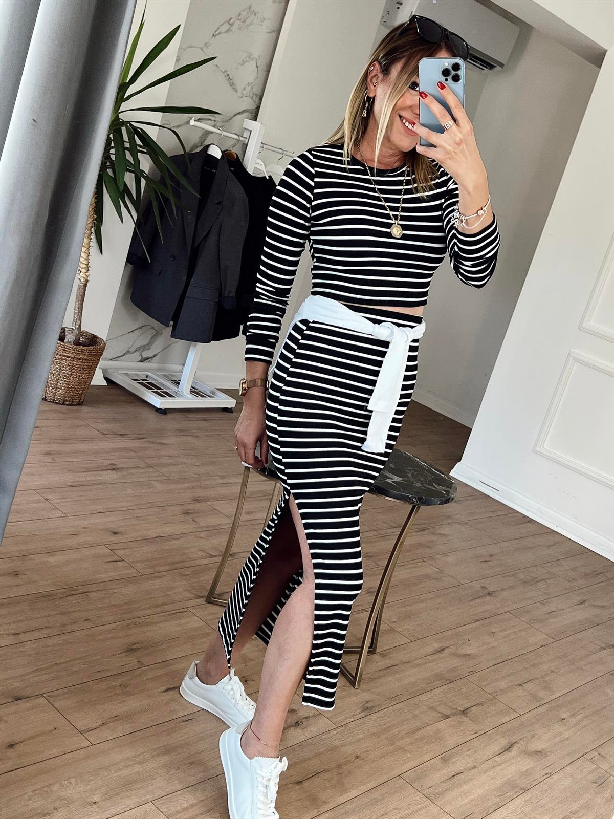 Çizgili İkili Takım SİYAH