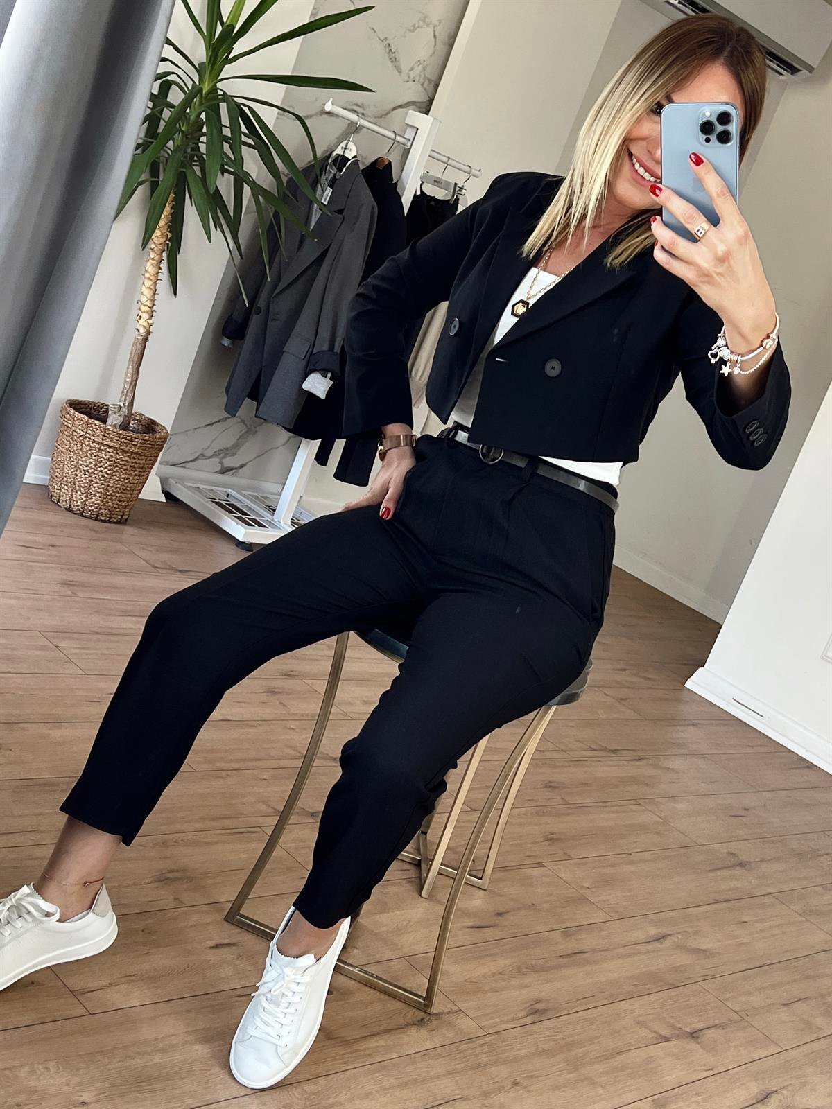 Crop Blazer Ceket SİYAH