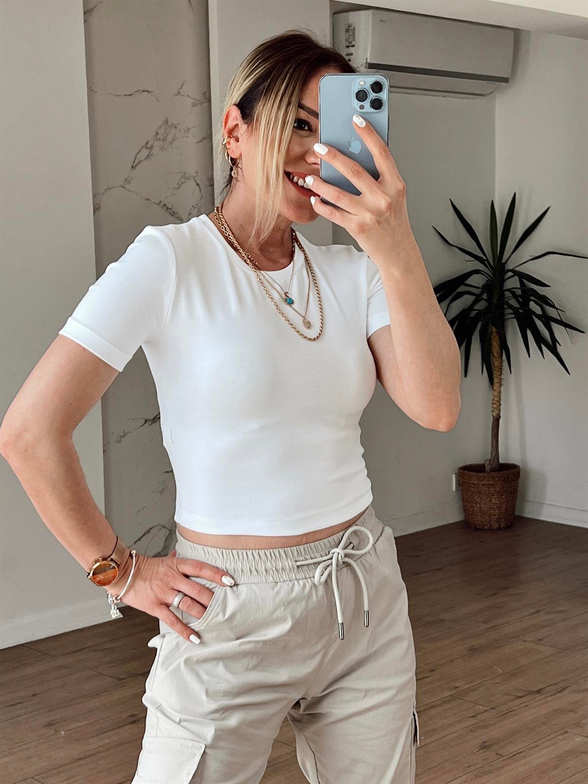 Crop Tshirt BEYAZ