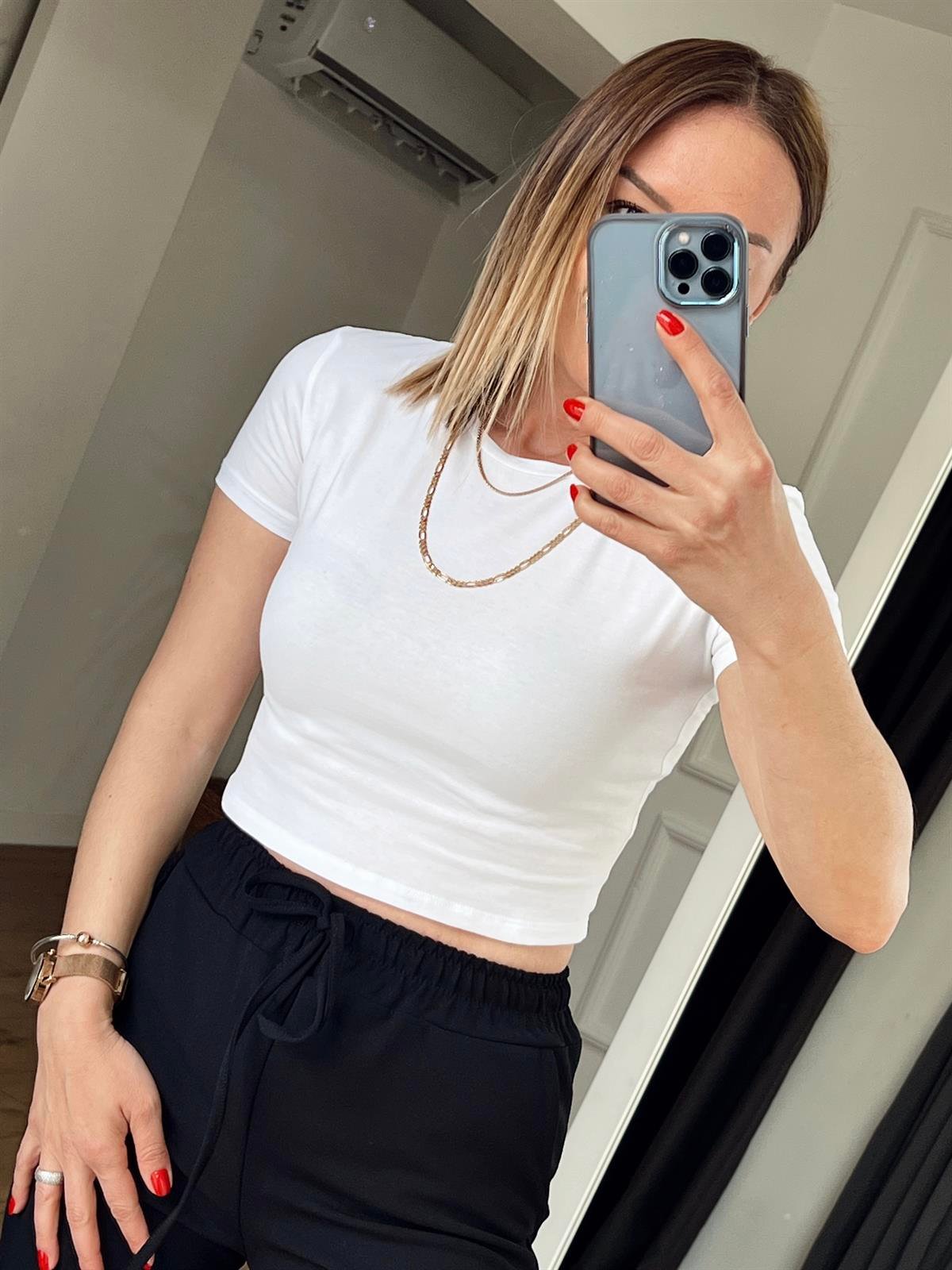 CROP TSHİRT BEYAZ