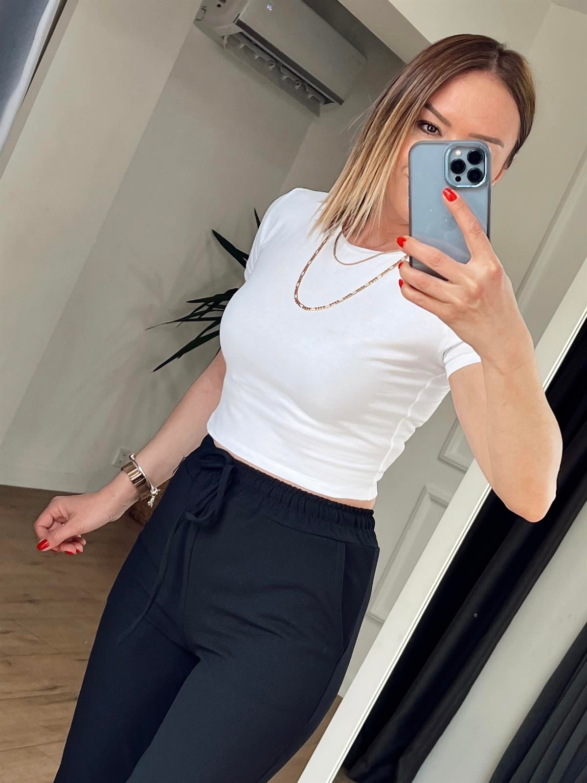 CROP TSHİRT BEYAZ