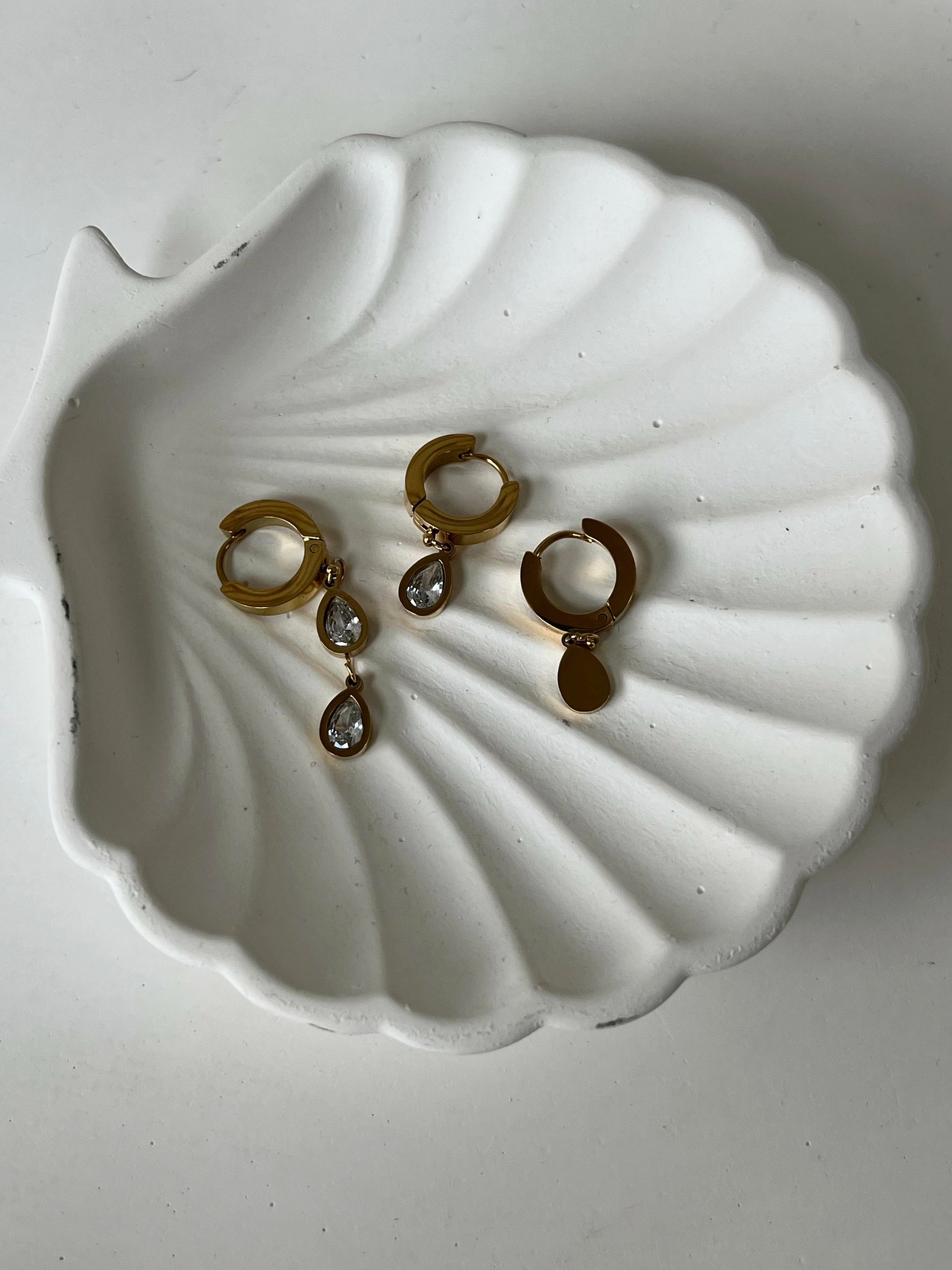 Damla Model Üçlü Çelik Küpe GOLD