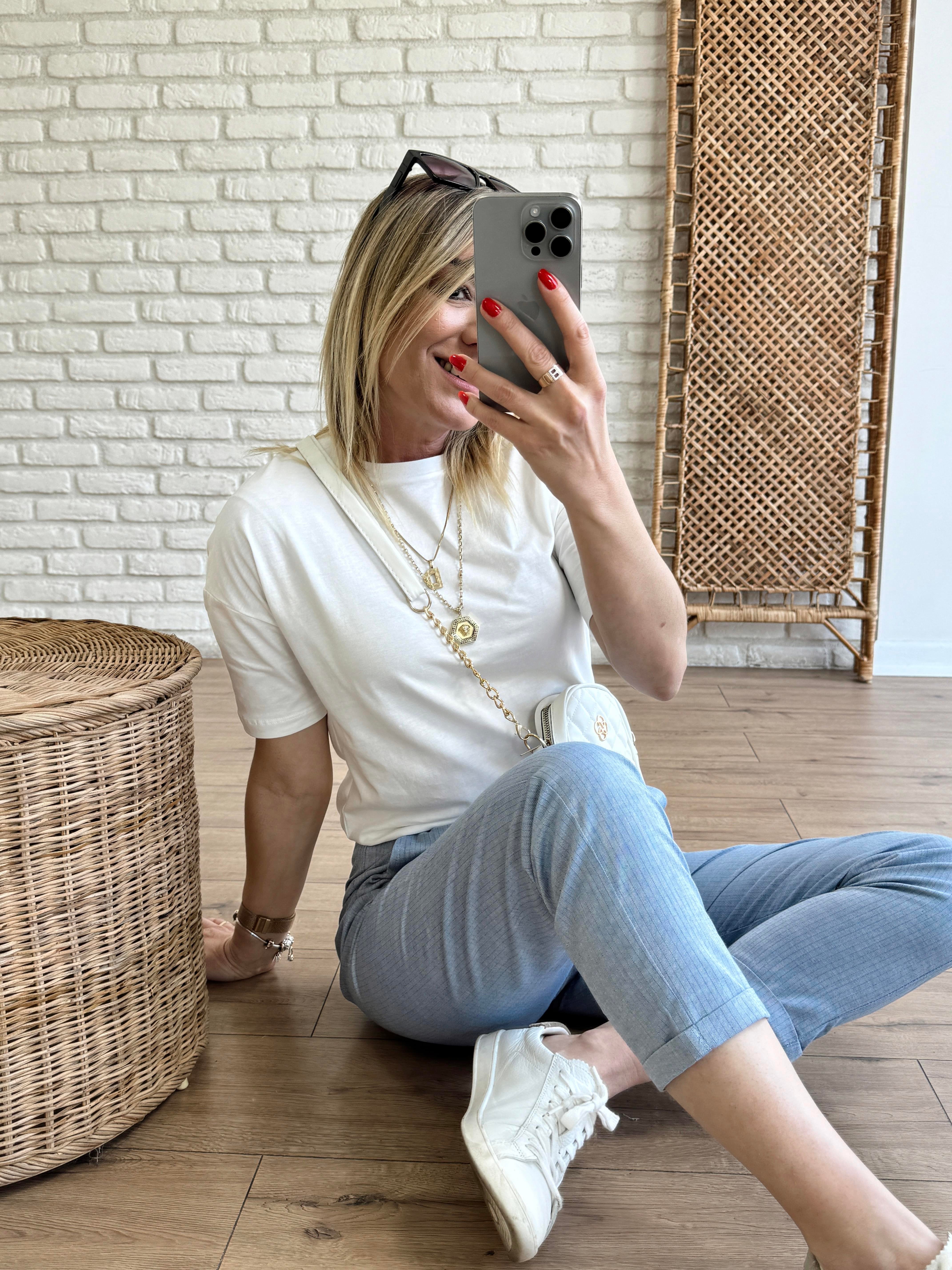 Duble Paça Çizgili Pantolon MAVİ