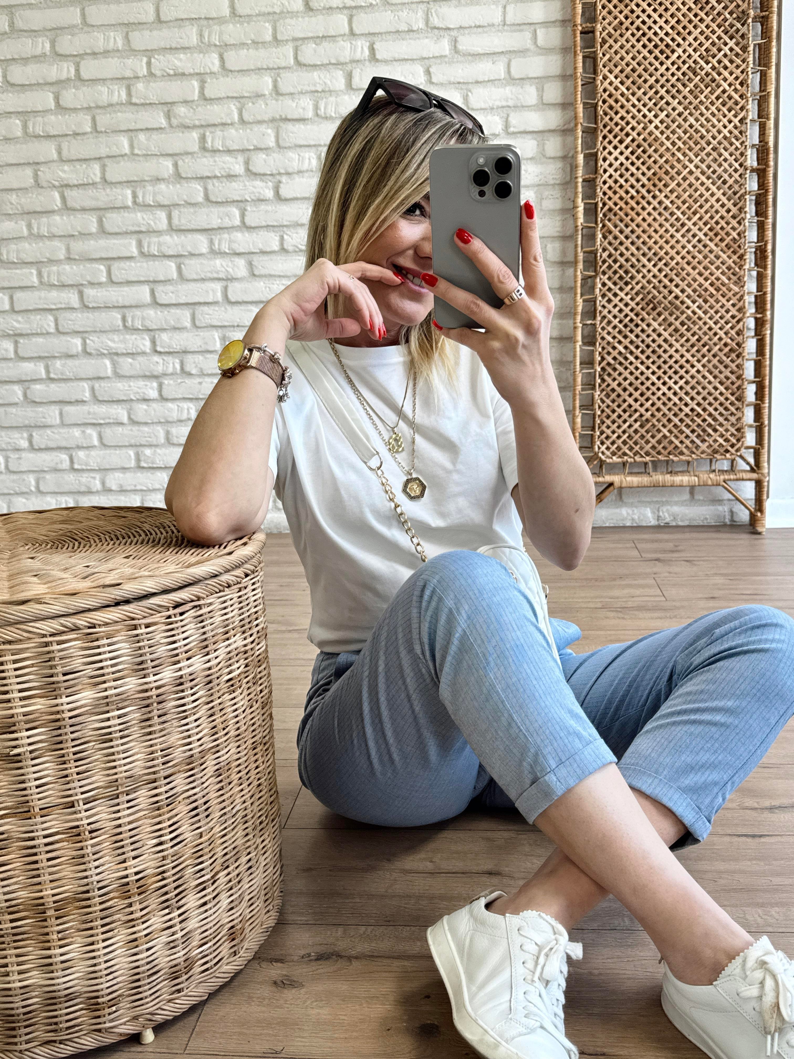 Duble Paça Çizgili Pantolon MAVİ