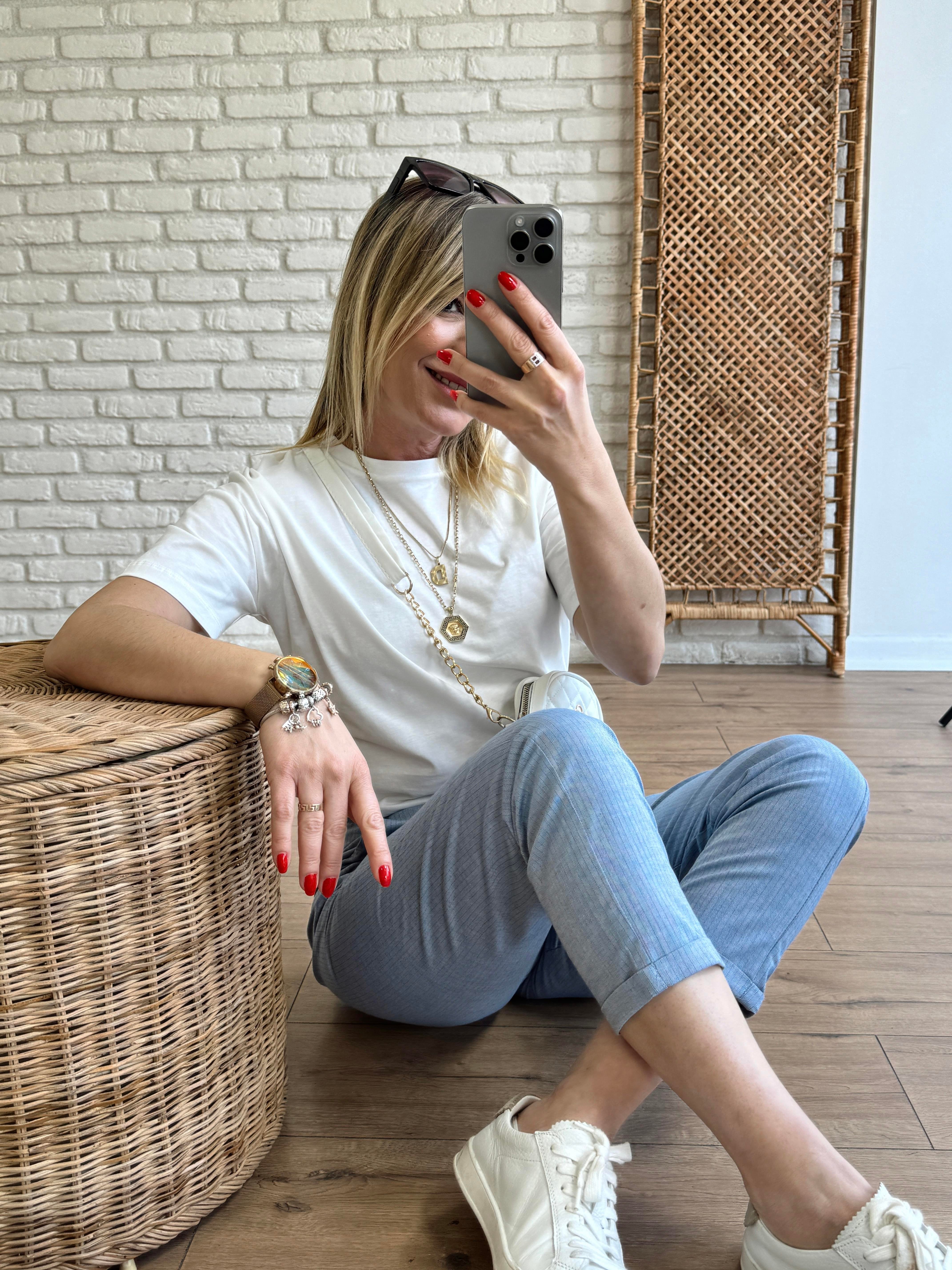Duble Paça Çizgili Pantolon MAVİ