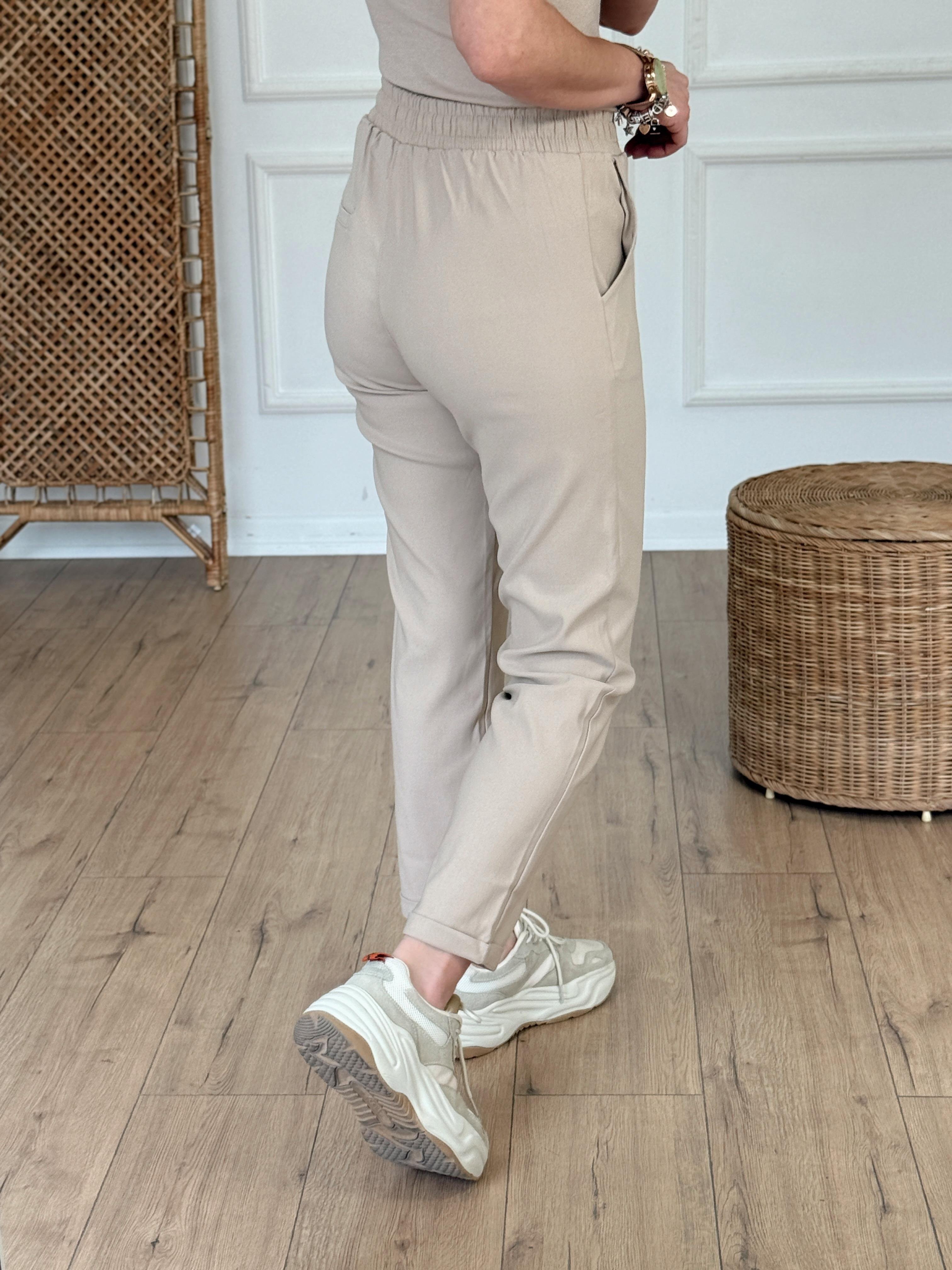 Duble Paça Likralı Pantolon BEJ