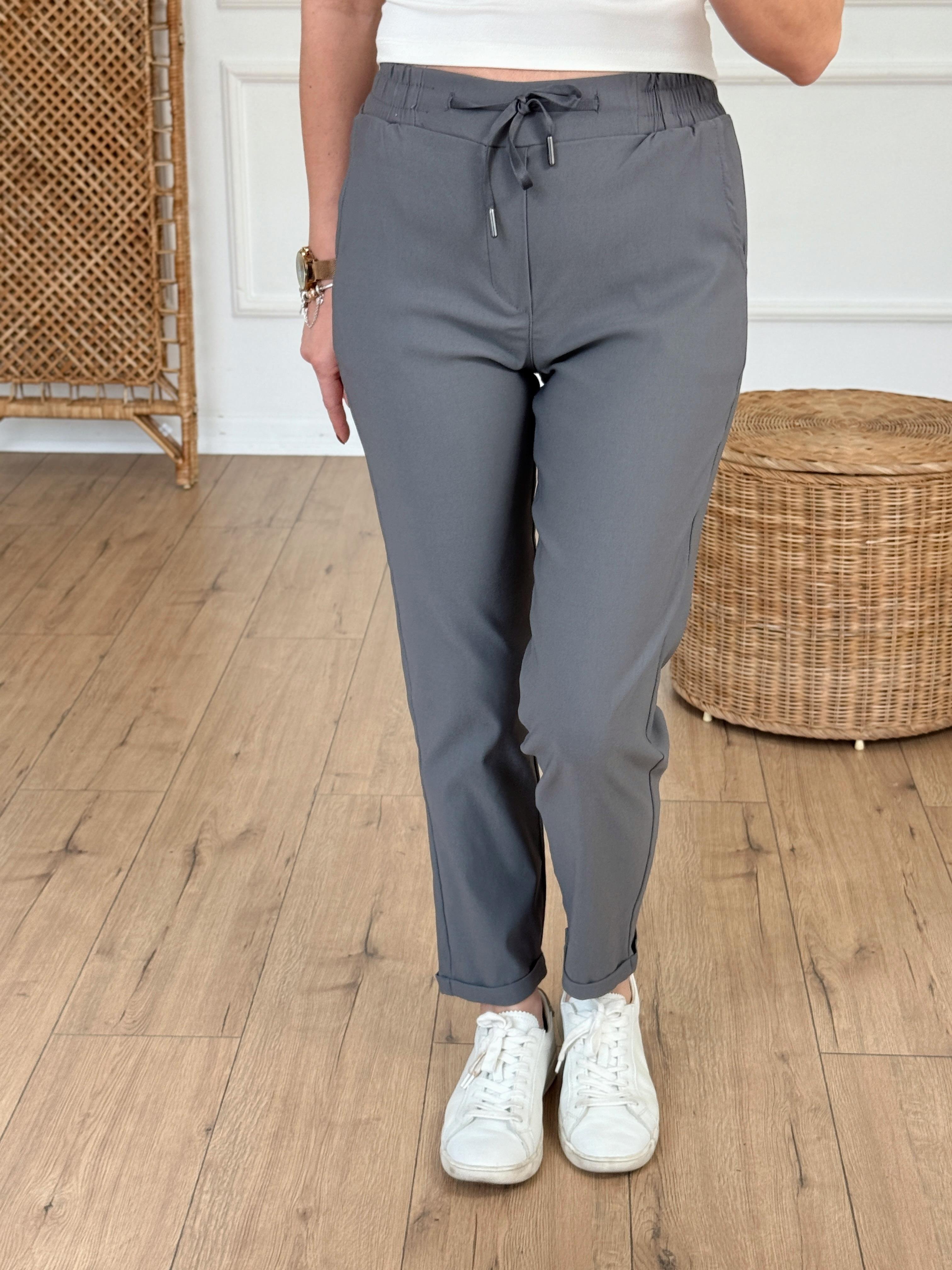 Duble Paça Likralı Pantolon GRİ