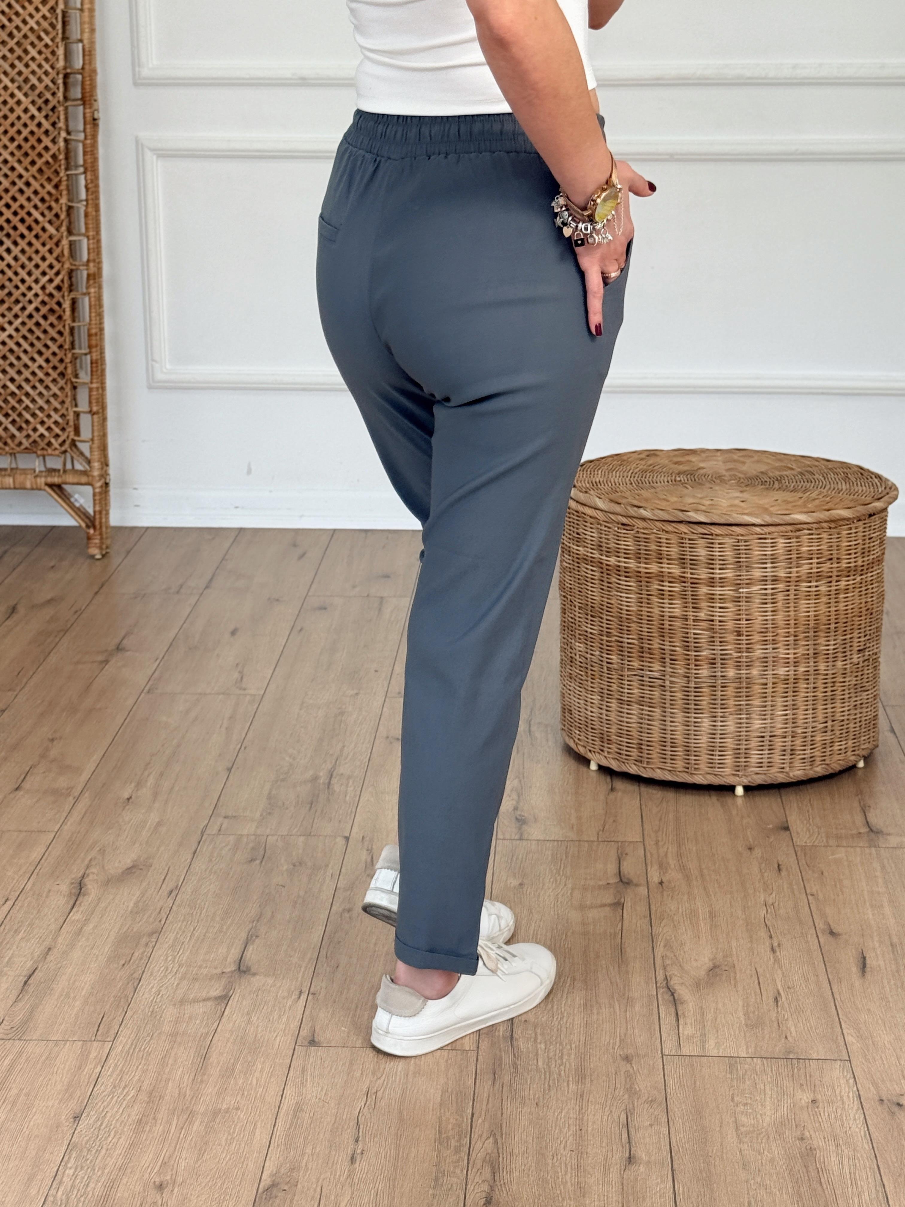 Duble Paça Likralı Pantolon GRİ