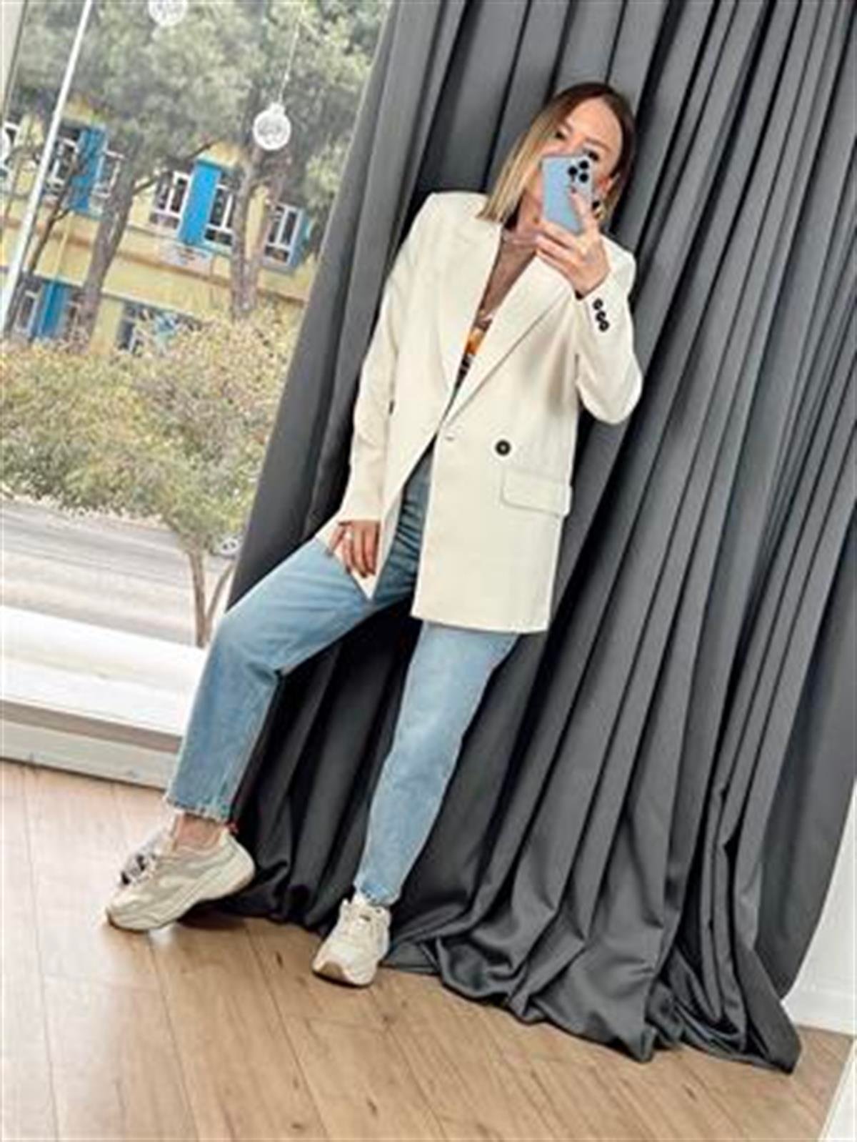 DÜĞME DETAYLI BLAZER CEKET BEJ