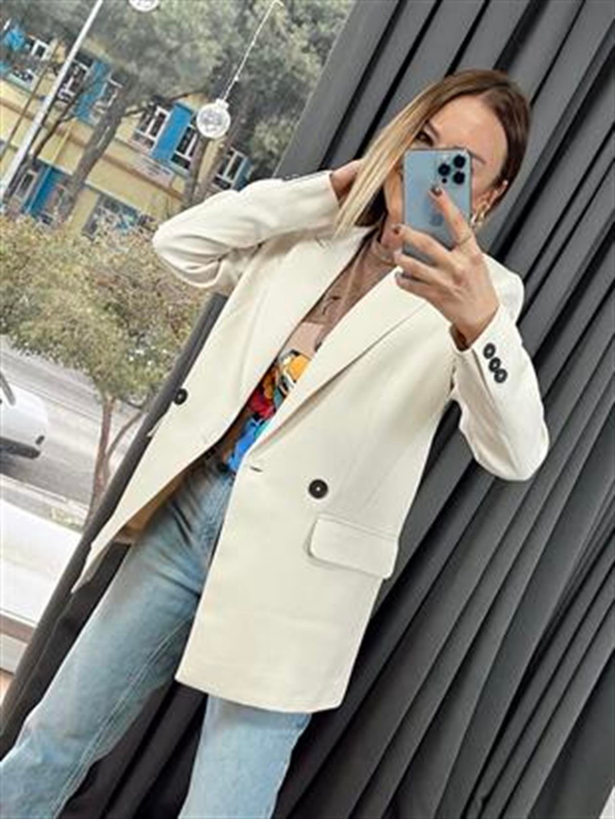 DÜĞME DETAYLI BLAZER CEKET BEJ