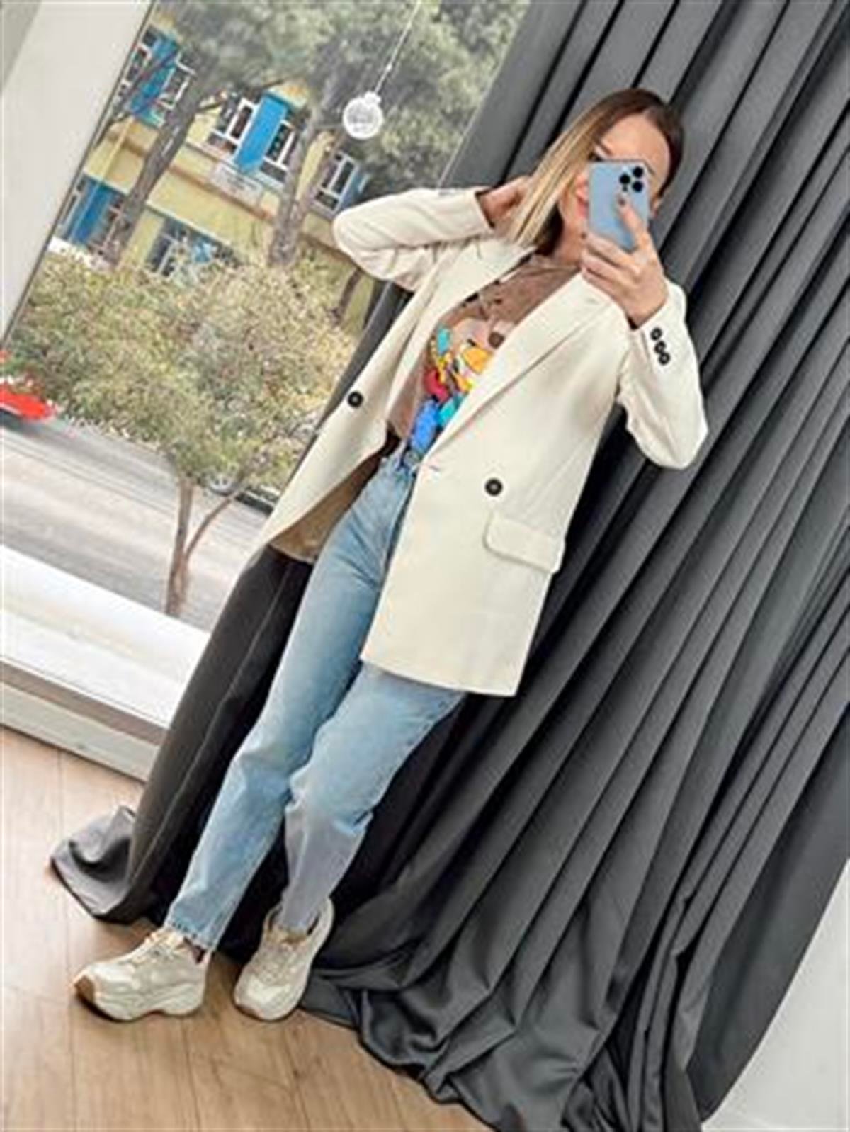 DÜĞME DETAYLI BLAZER CEKET BEJ