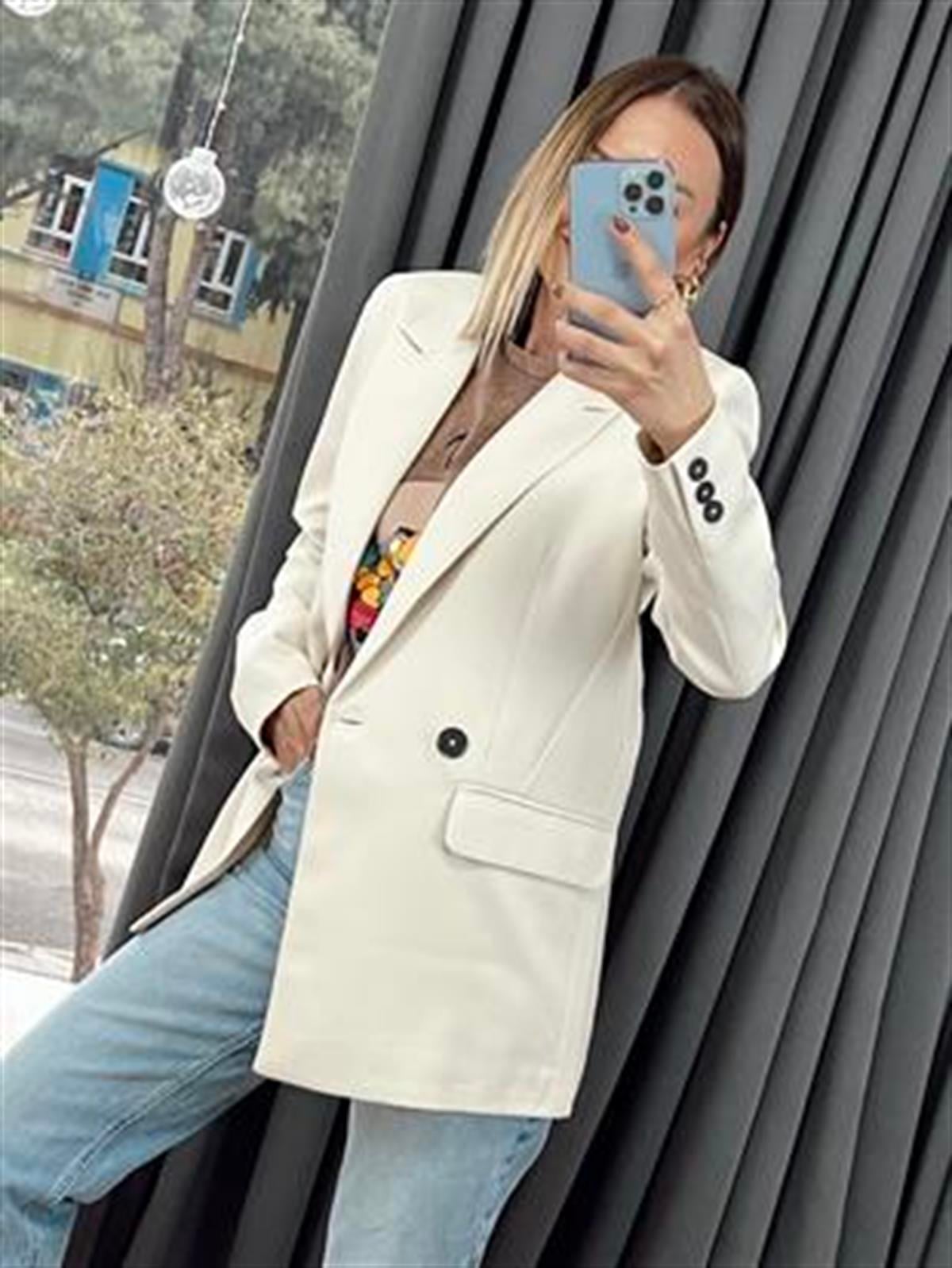 DÜĞME DETAYLI BLAZER CEKET BEJ