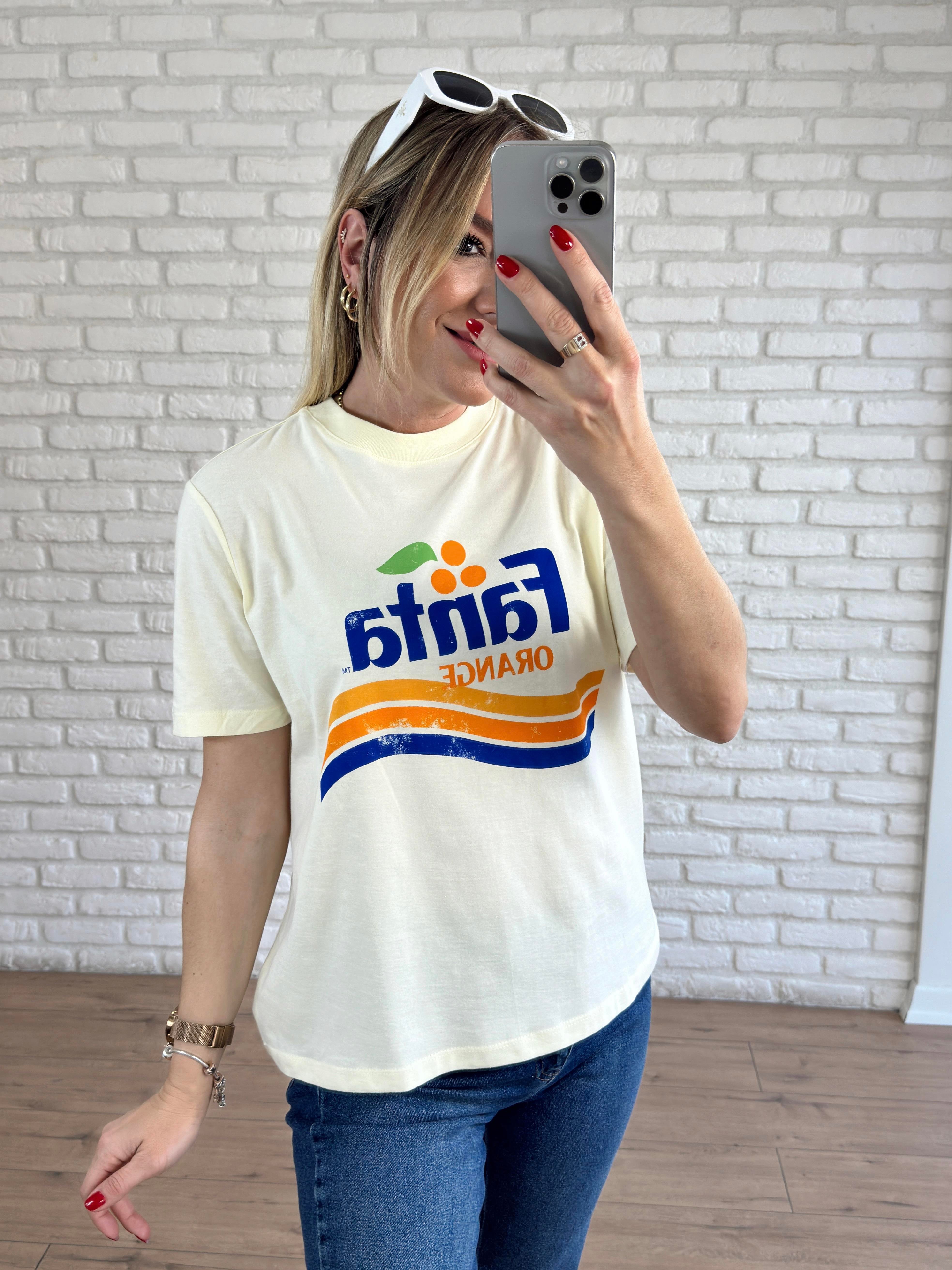 FANTA BASKILI TSHİRT SARI