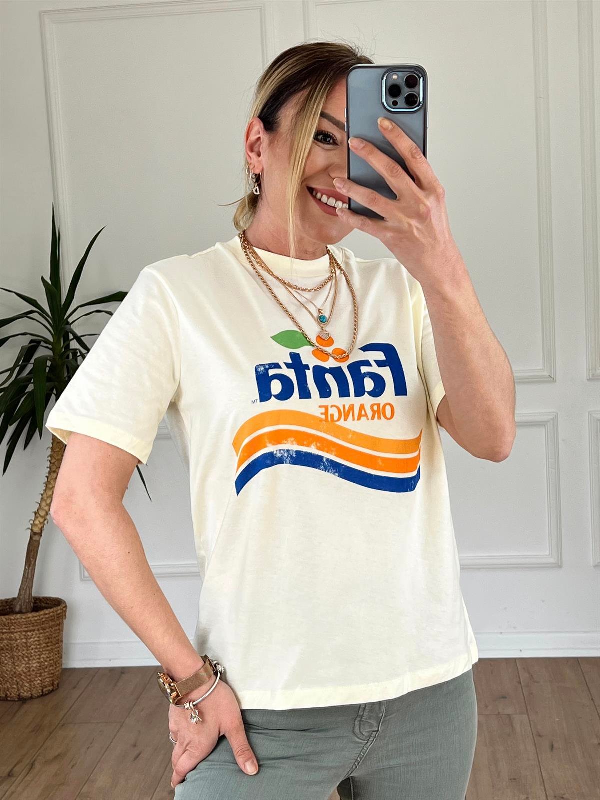 FANTA BASKILI TSHİRT SARI