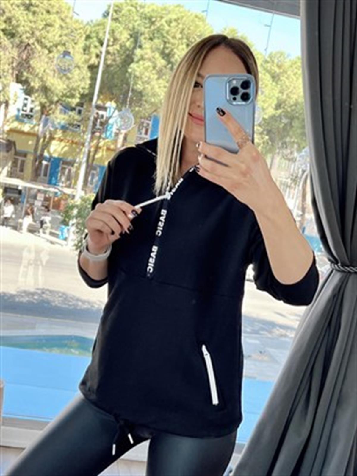 FERMUAR DETAYLI SWEAT SİYAH