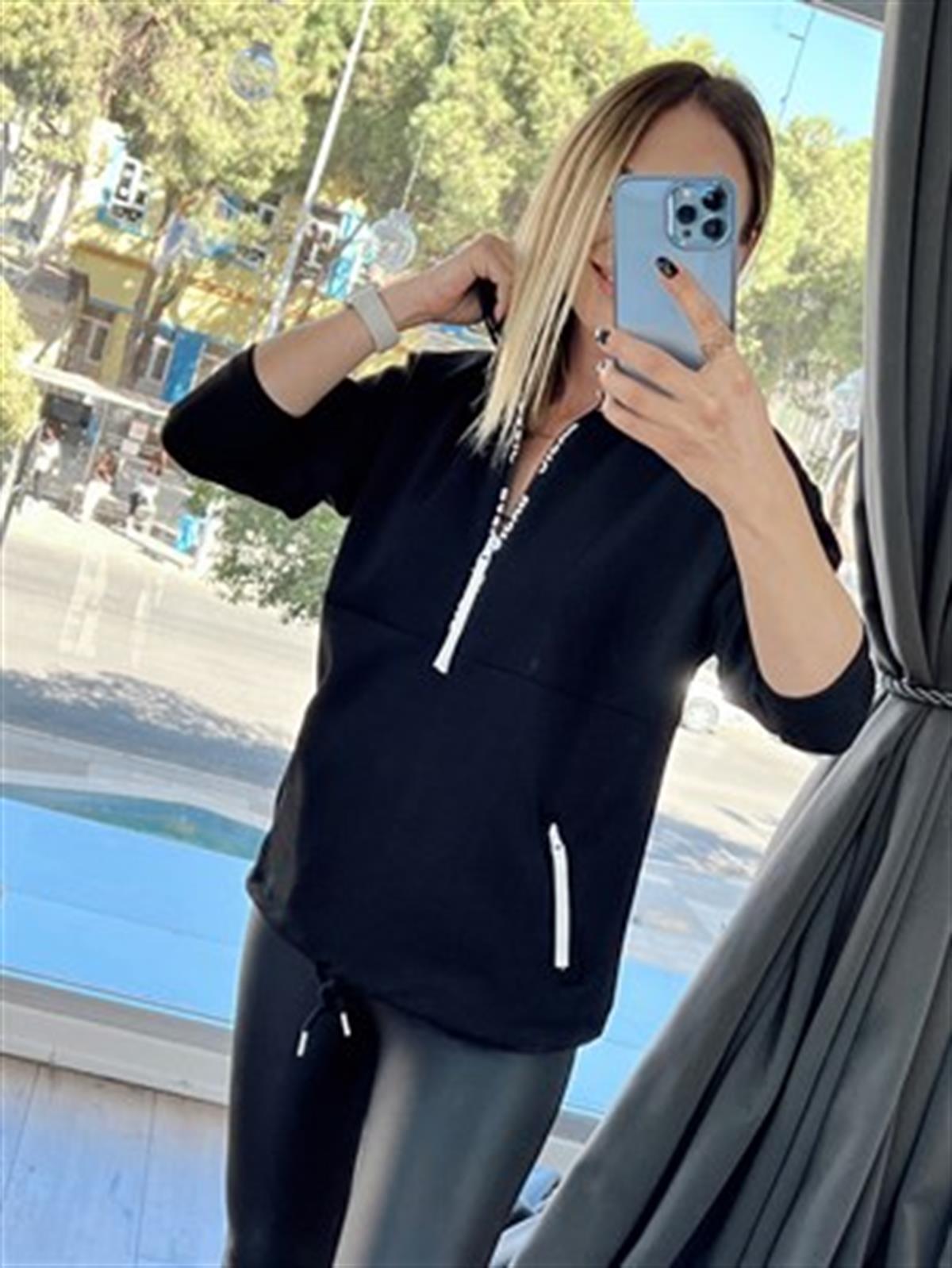 FERMUAR DETAYLI SWEAT SİYAH